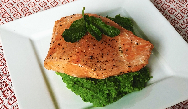 Wild Salmon with Minty Pea Purée