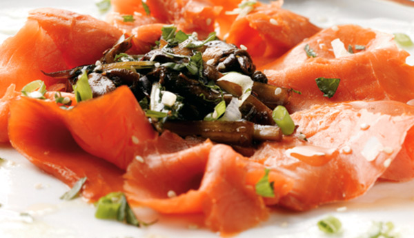 Wild Sockeye Salmon Lox Carpaccio with Mushrooms