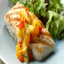 Grilled or Broiled Alaskan Halibut with Tangy Fruit Salsa