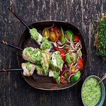 Grilled/Broiled Tuna Skewers with Salsa Verde