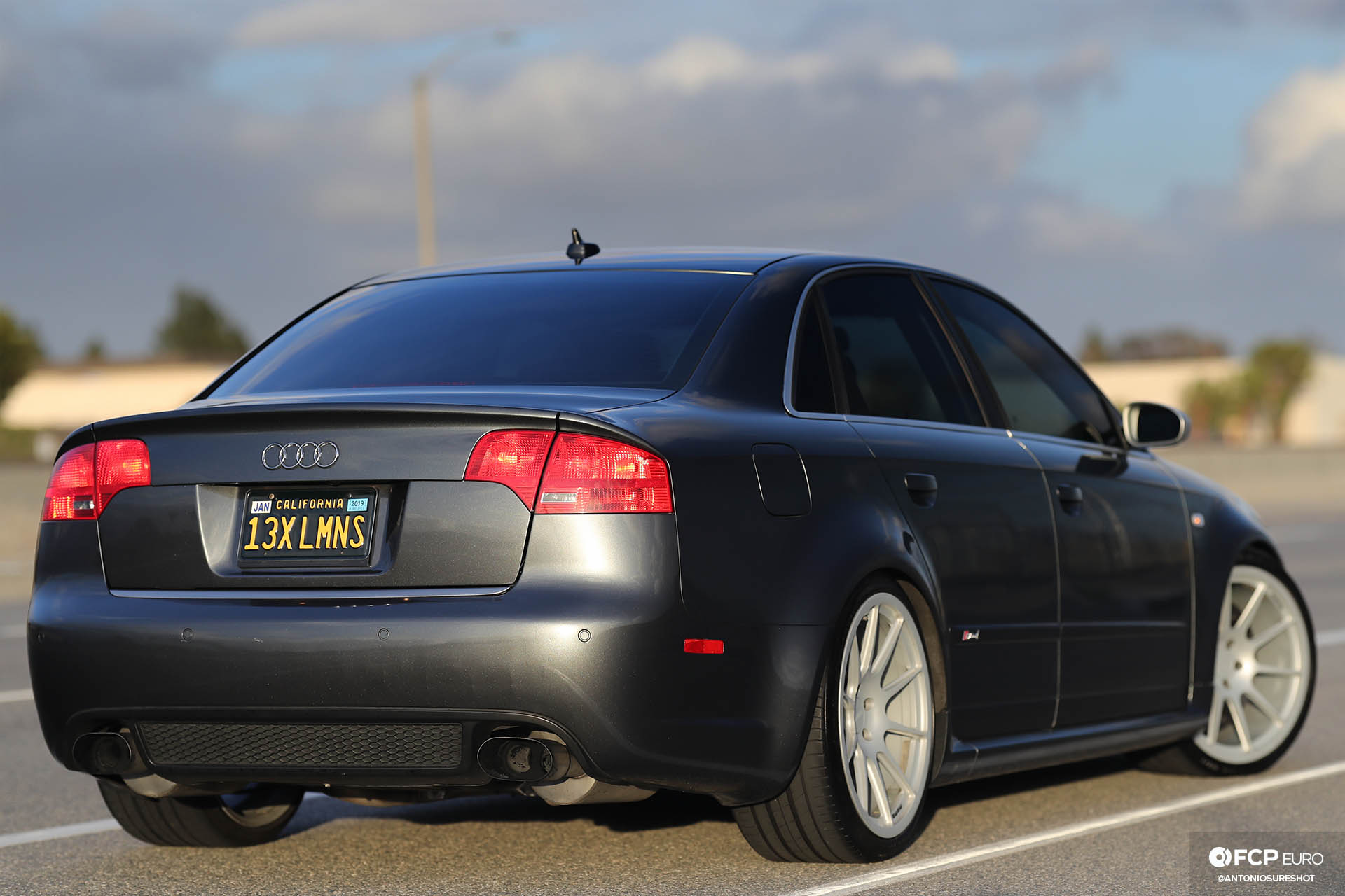 B7 Audi RS4 rear 3/4 vanity license plate