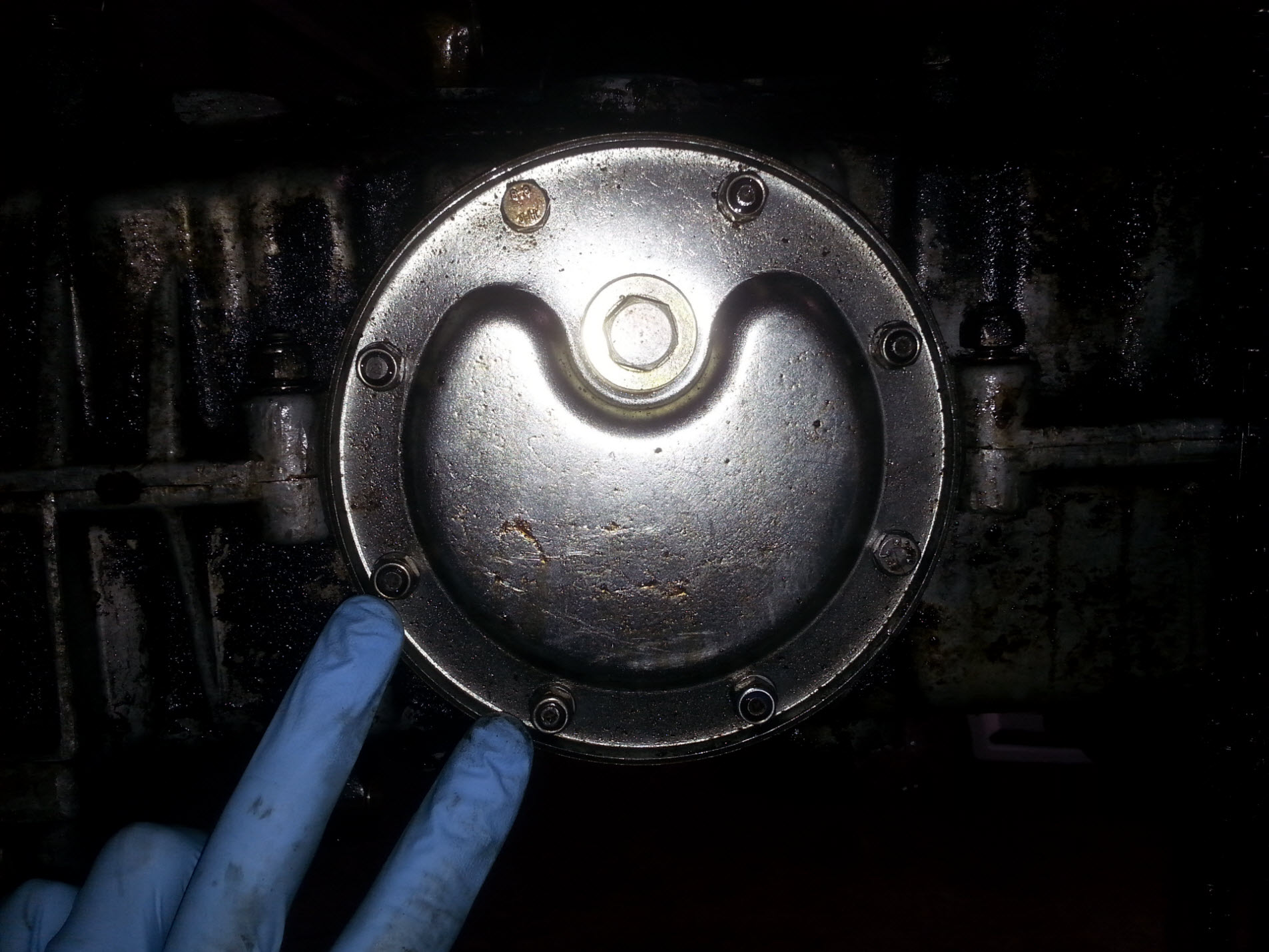 Air-cooled Porsche 911 oil drain plate.
