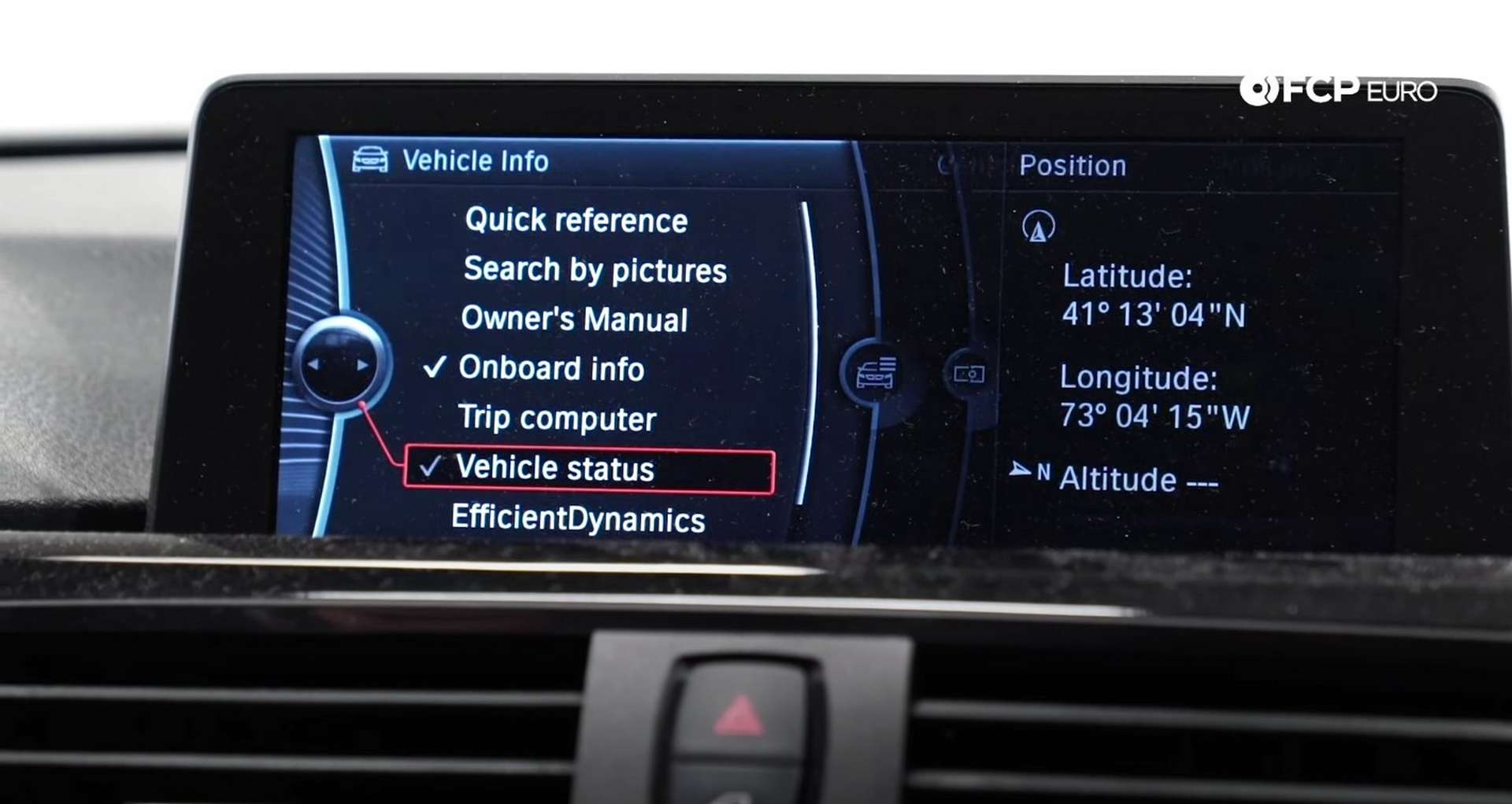 DIY BMW F30 Oil Change selecting vehicle status