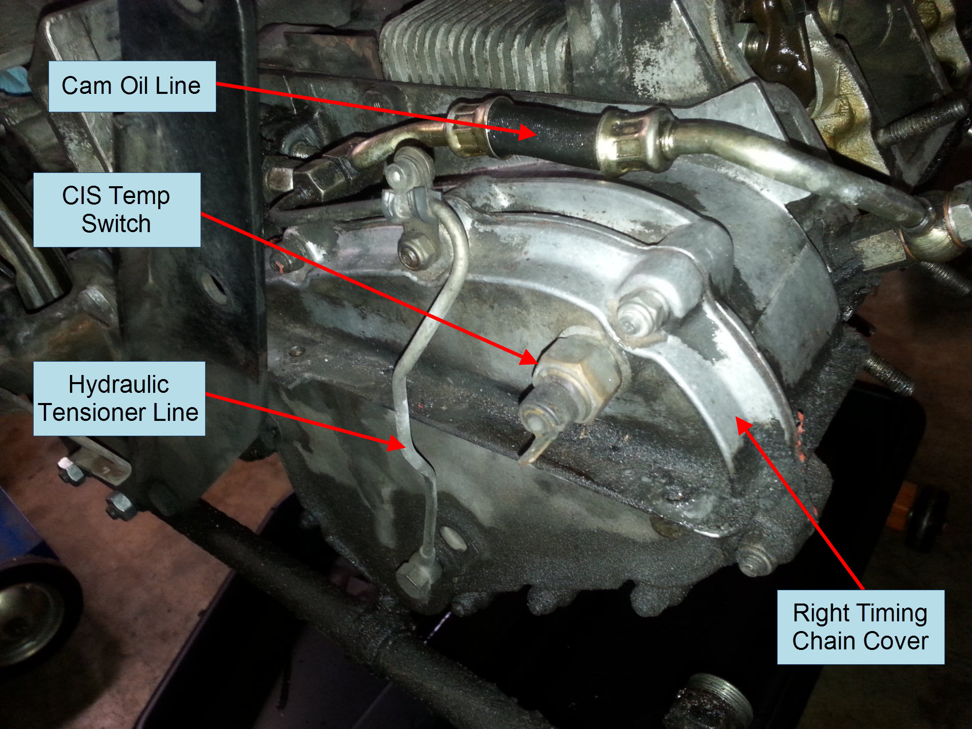 Air-cooled Porsche 911 right timing chain cover.
