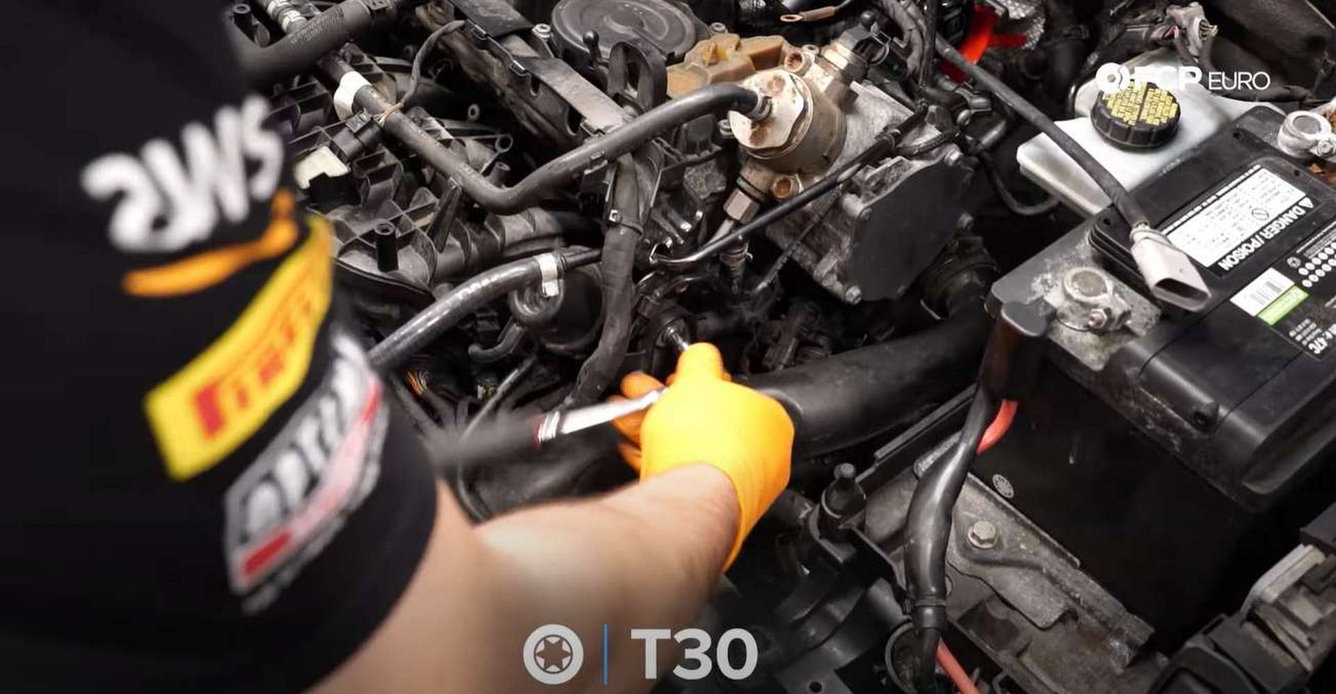DIY MK7 VW GTI Turbocharger Upgrade securing the charge pipe to the engine