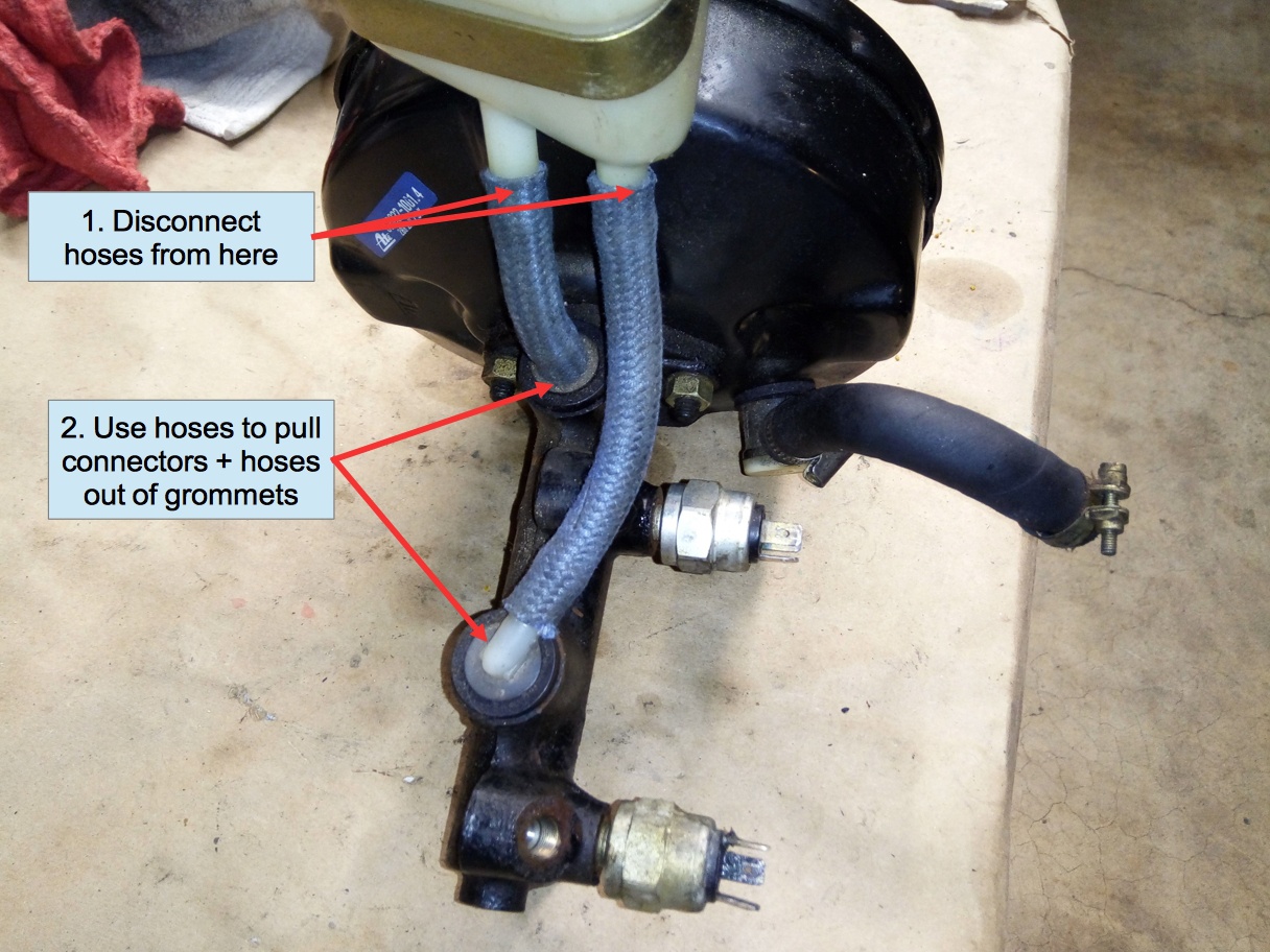 Air-cooled Porsche 911 master cylinder reservoir hoses.