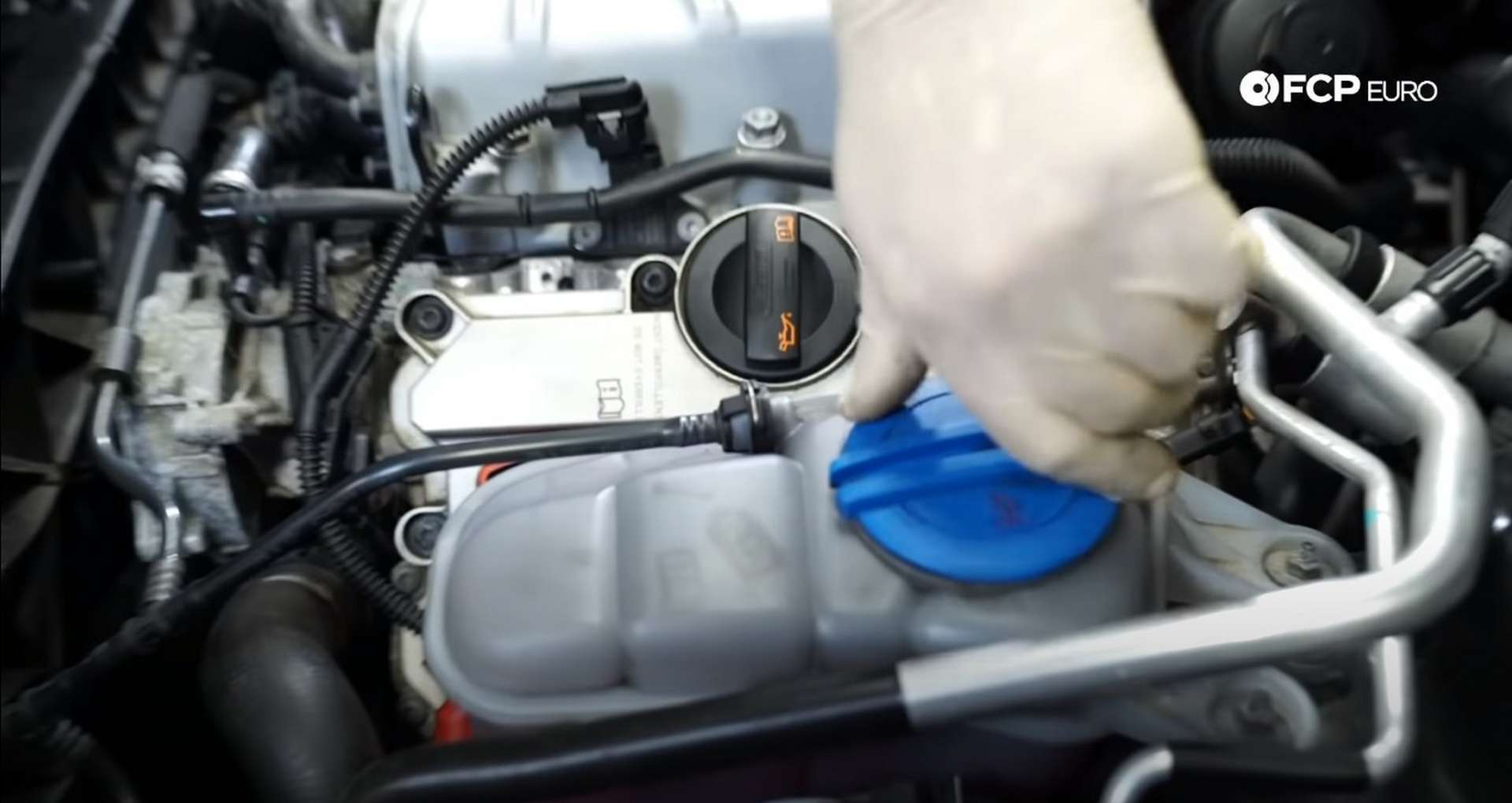 DIY Audi 3.0T Supercharger Oil Change removing evap hose