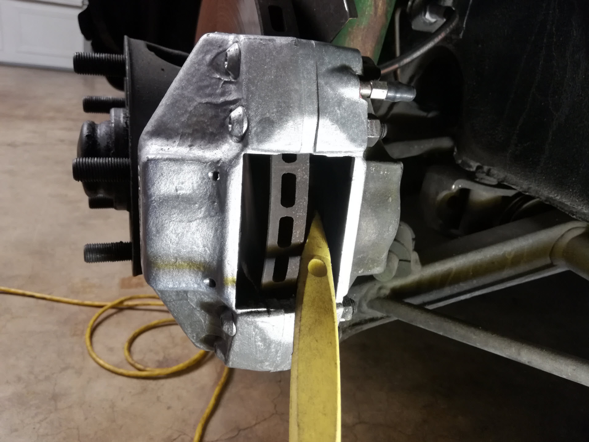 Air-cooled Porsche 911 brake caliper piston pushing tips.