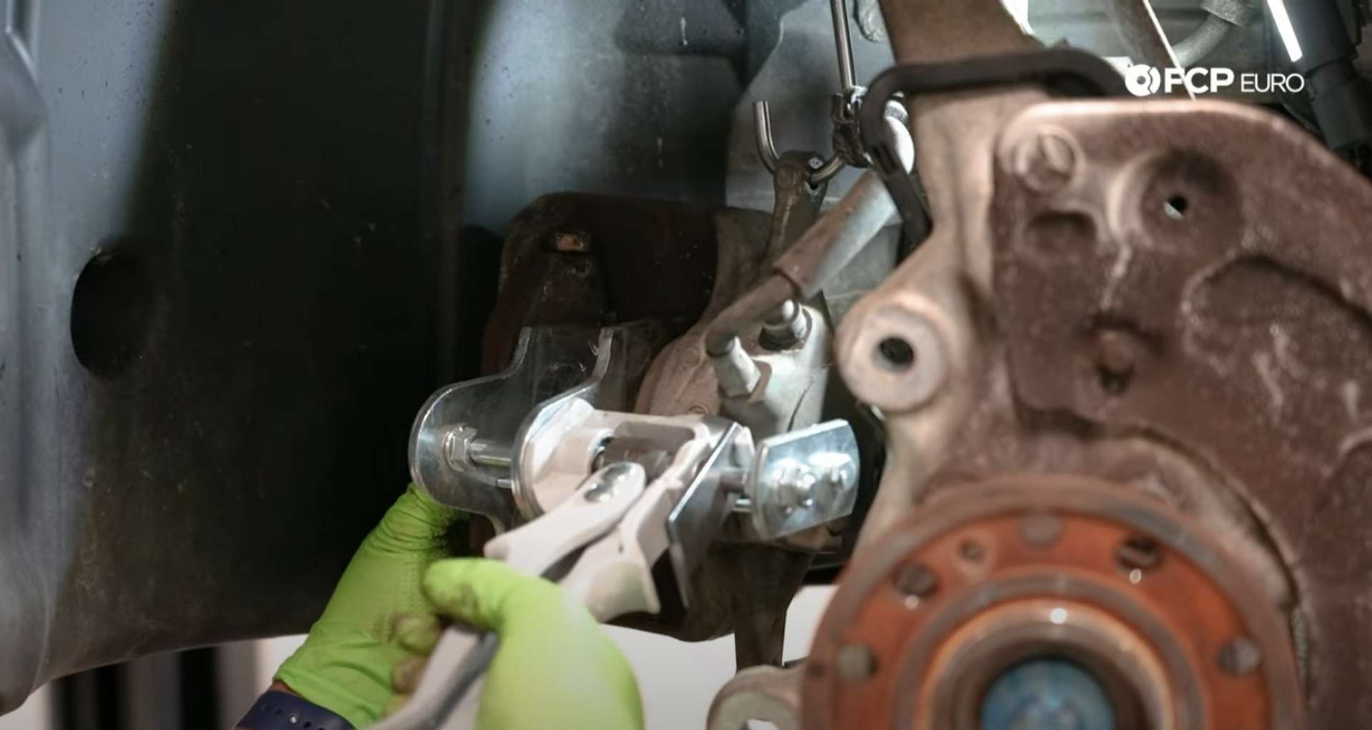 DIY Mercedes-Benz W205 Front Brake Service retracting the caliper's piston