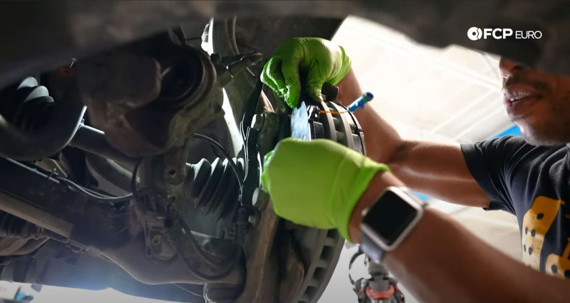 DIY Mercedes-Benz W205 Front Brake Service installing the new pads