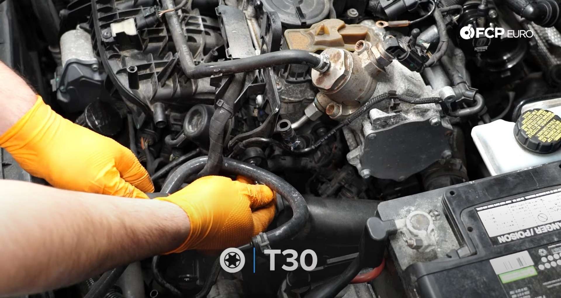 DIY MK7 VW GTI Turbocharger Upgrade removing the charge pipe’s mounting bolt