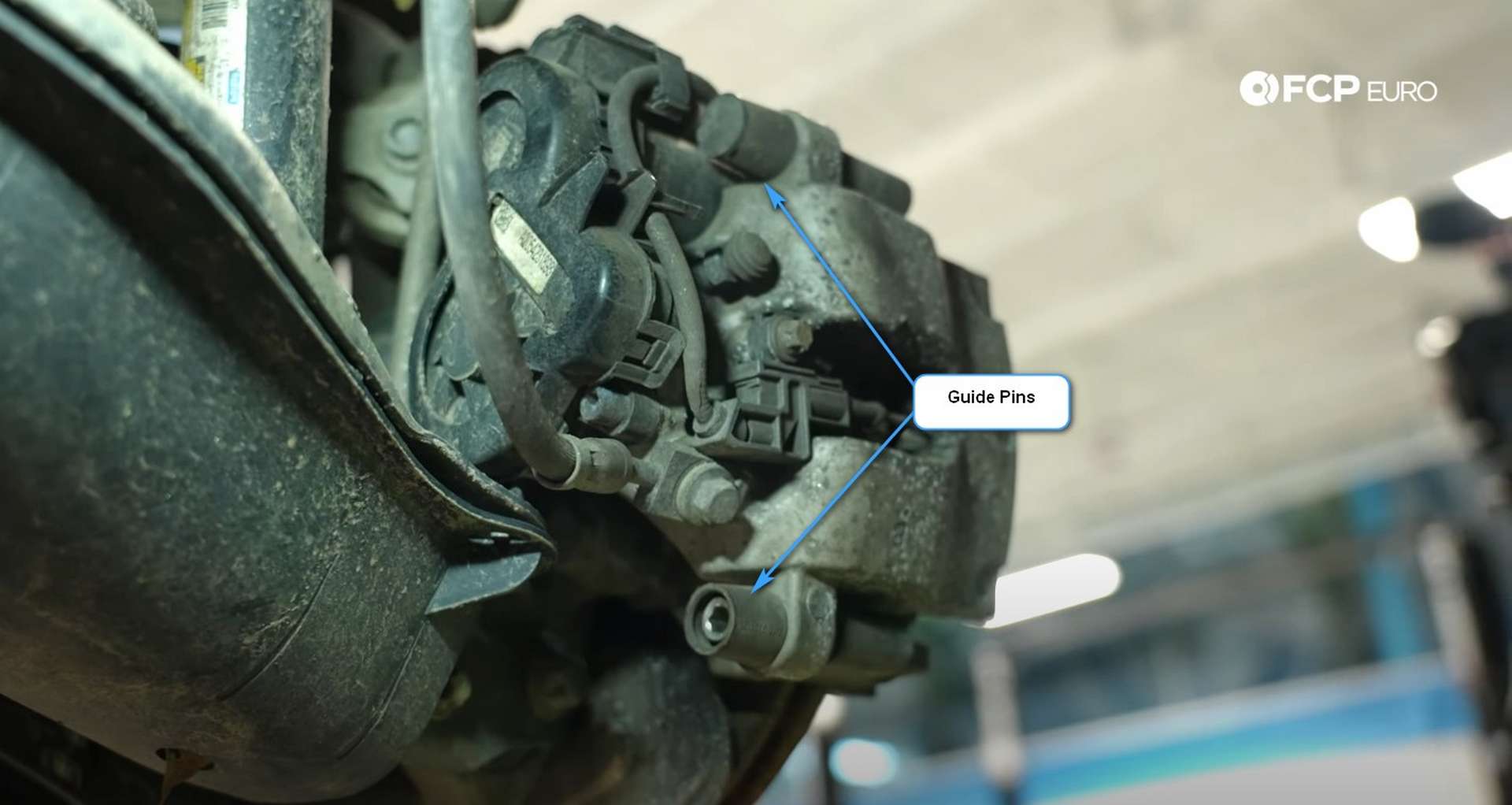 DIY Mercedes W205 Rear Brake Service removing the guide pins