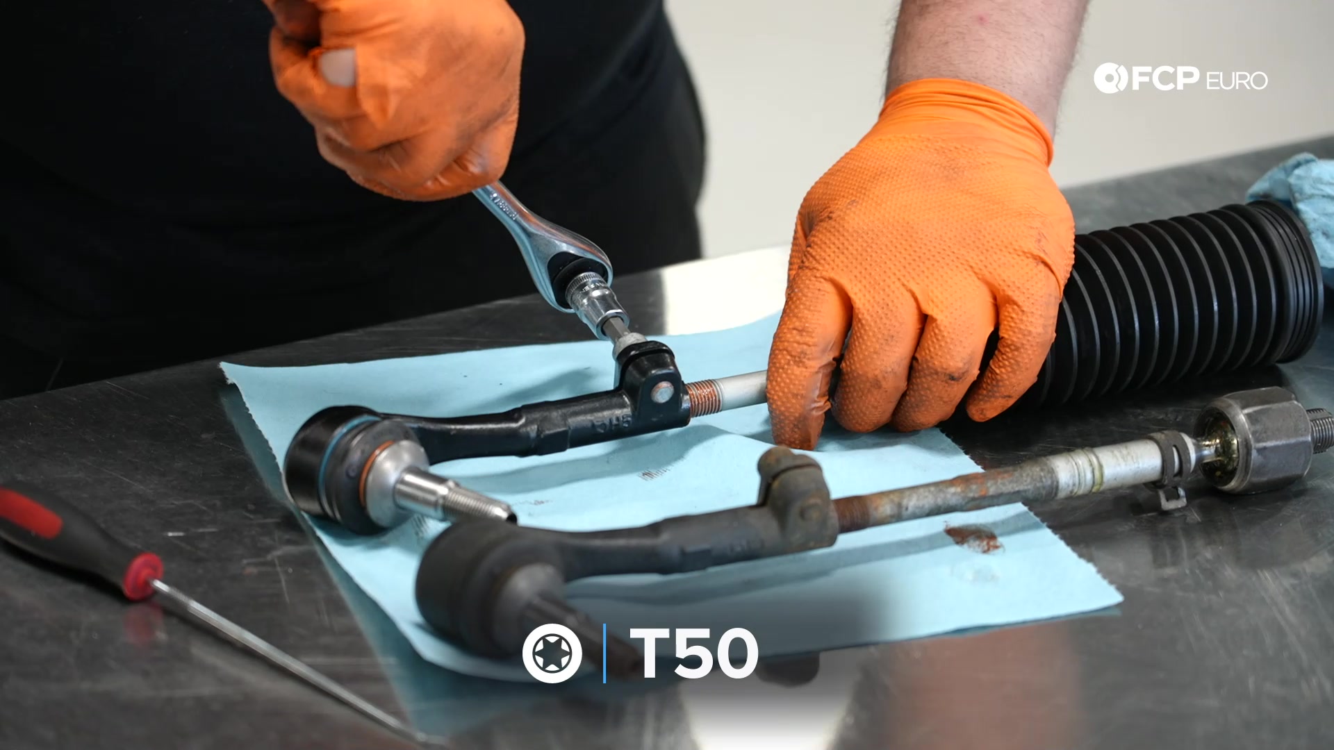 DIY BMW E90 Tie Rod Replacement tightening the pinch bolt