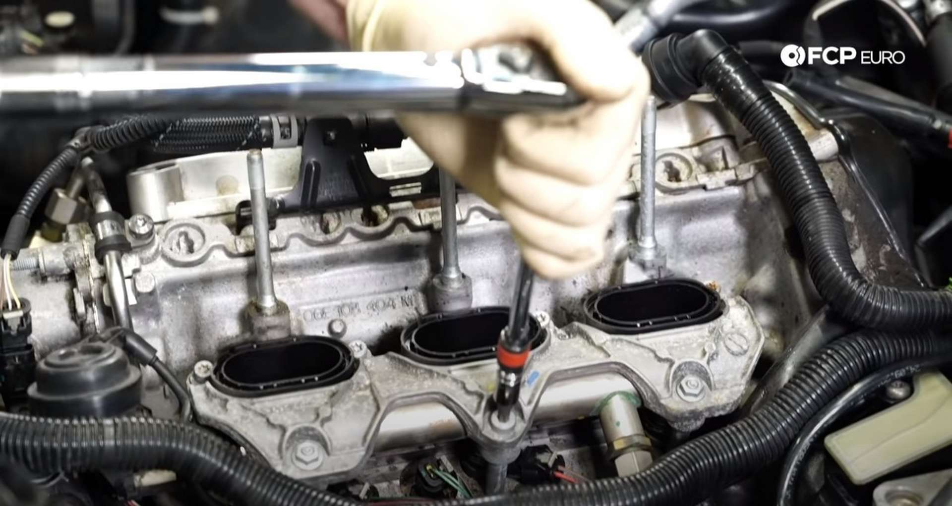 DIY Audi 3.0T PCV/AOS Replacement securing the intake manifold to the engine