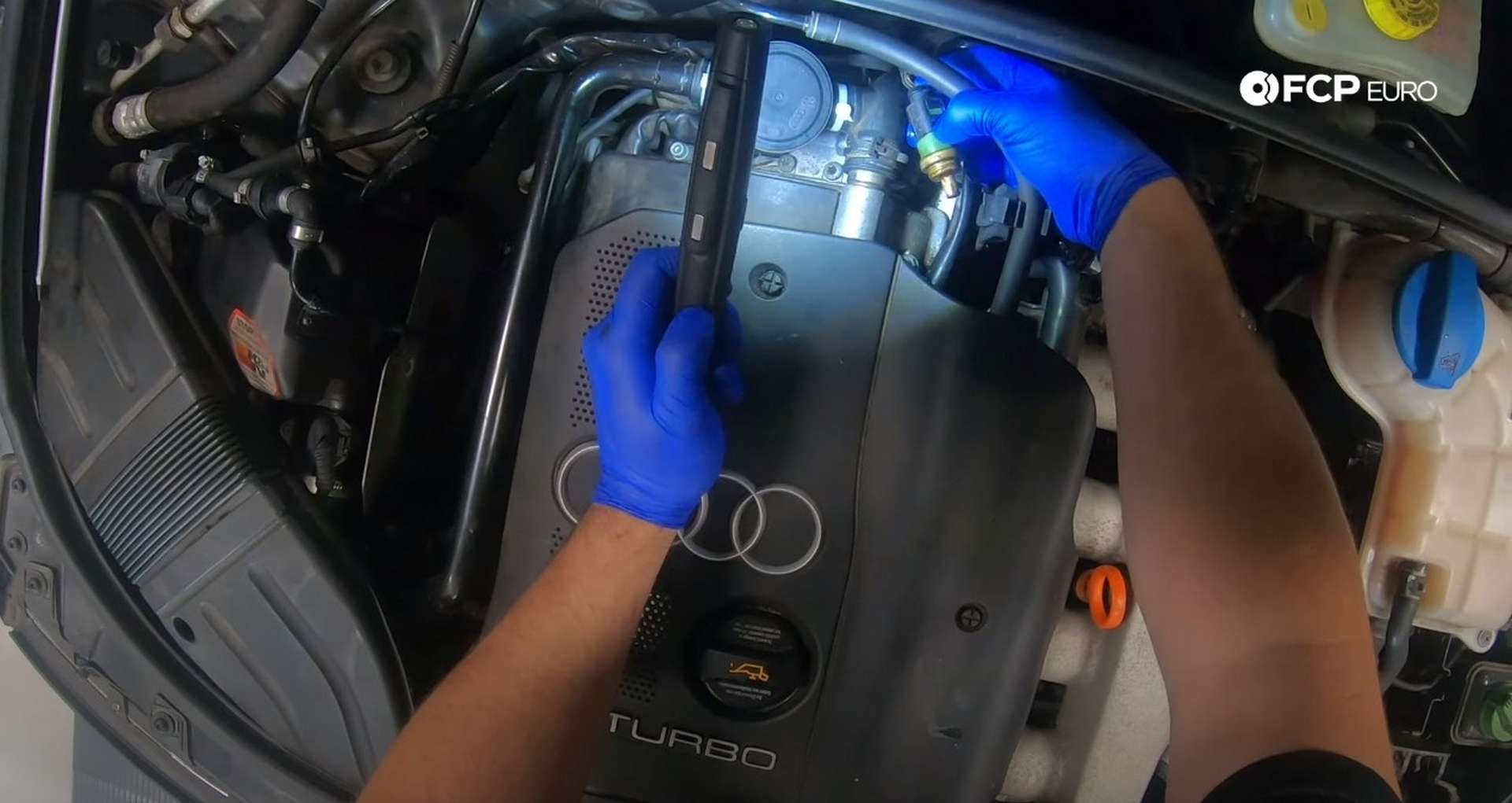 DIY Audi Coolant Temp Sensor disconnecting the coolant temp sensor