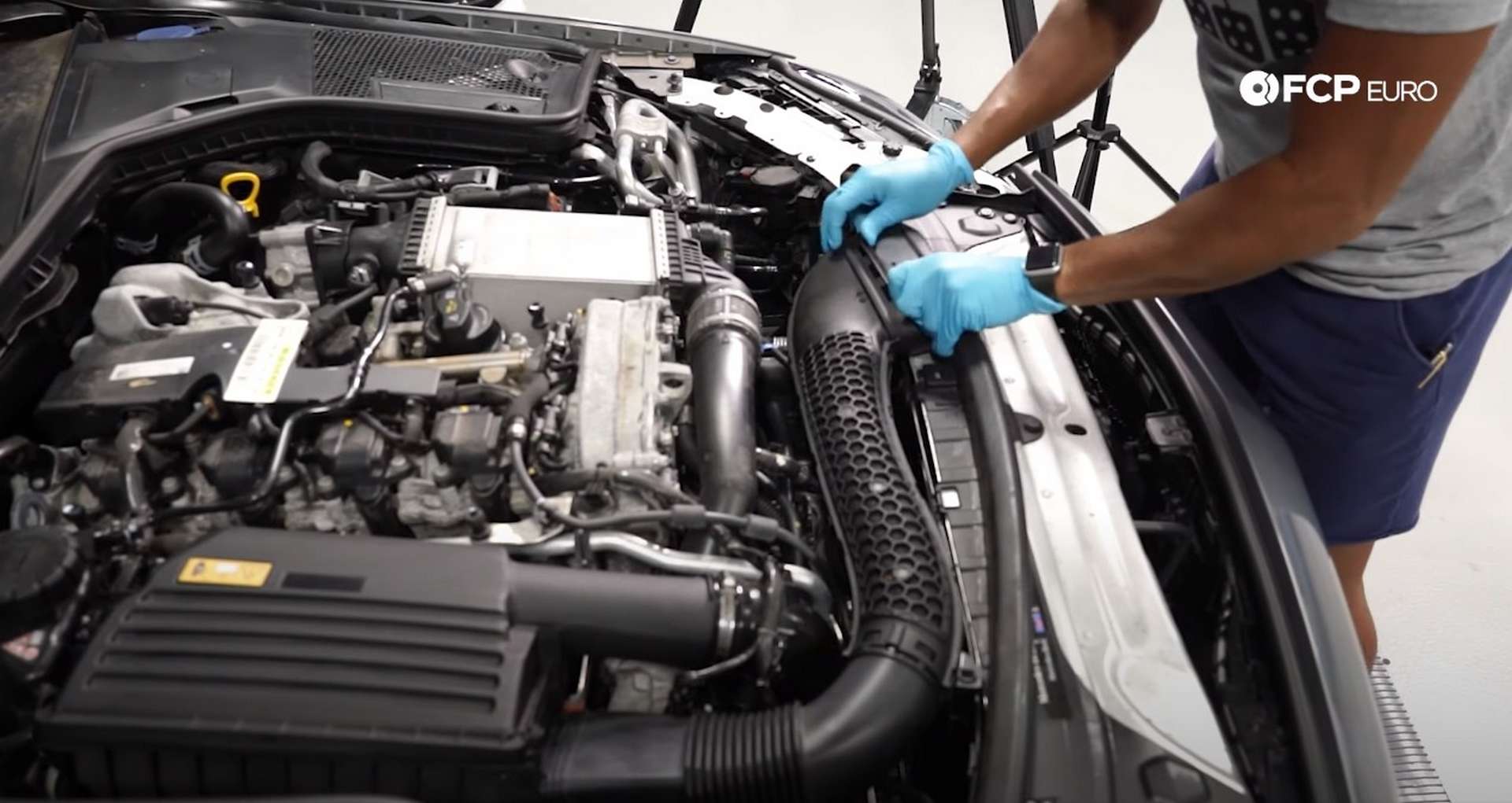 DIY Mercedes M274 Oil Change removing the intake snorkel