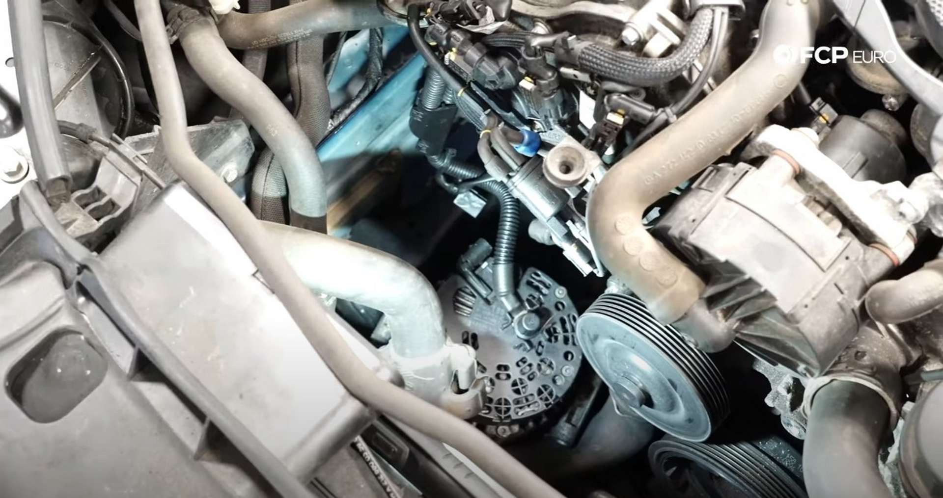 DIY Mercedes W212/204 Alternator and Drive Belt Replacement removing the alternator battery lead bolt
