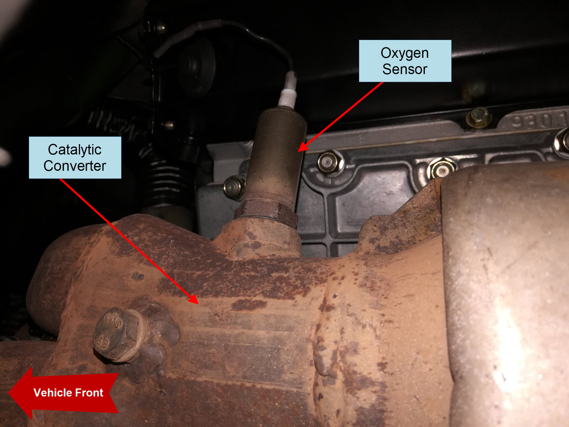 Air-cooled Porsche 911 oxygen sensor location.
