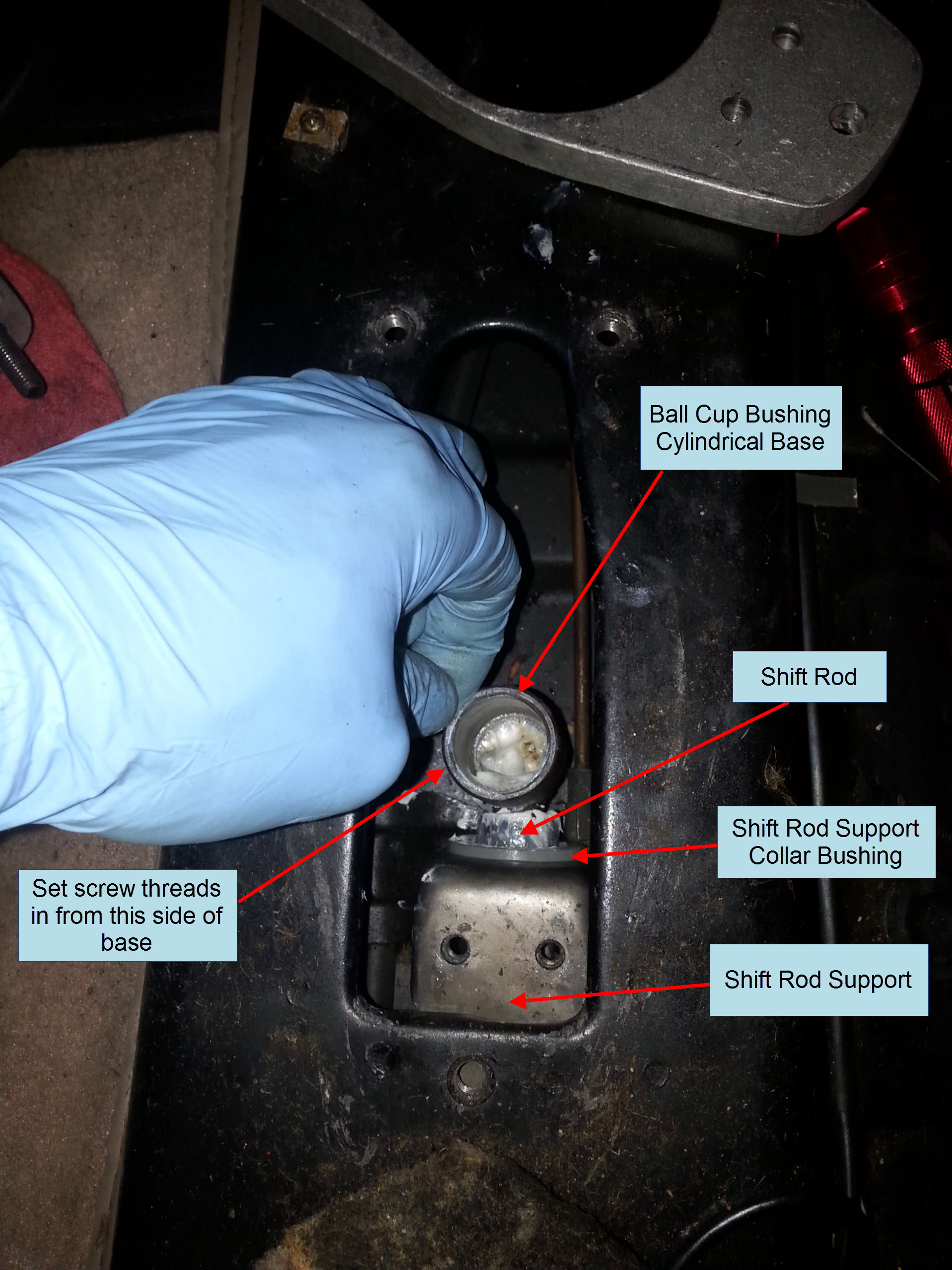 Air-cooled Porsche 911 center tunnel shift rod bushing.