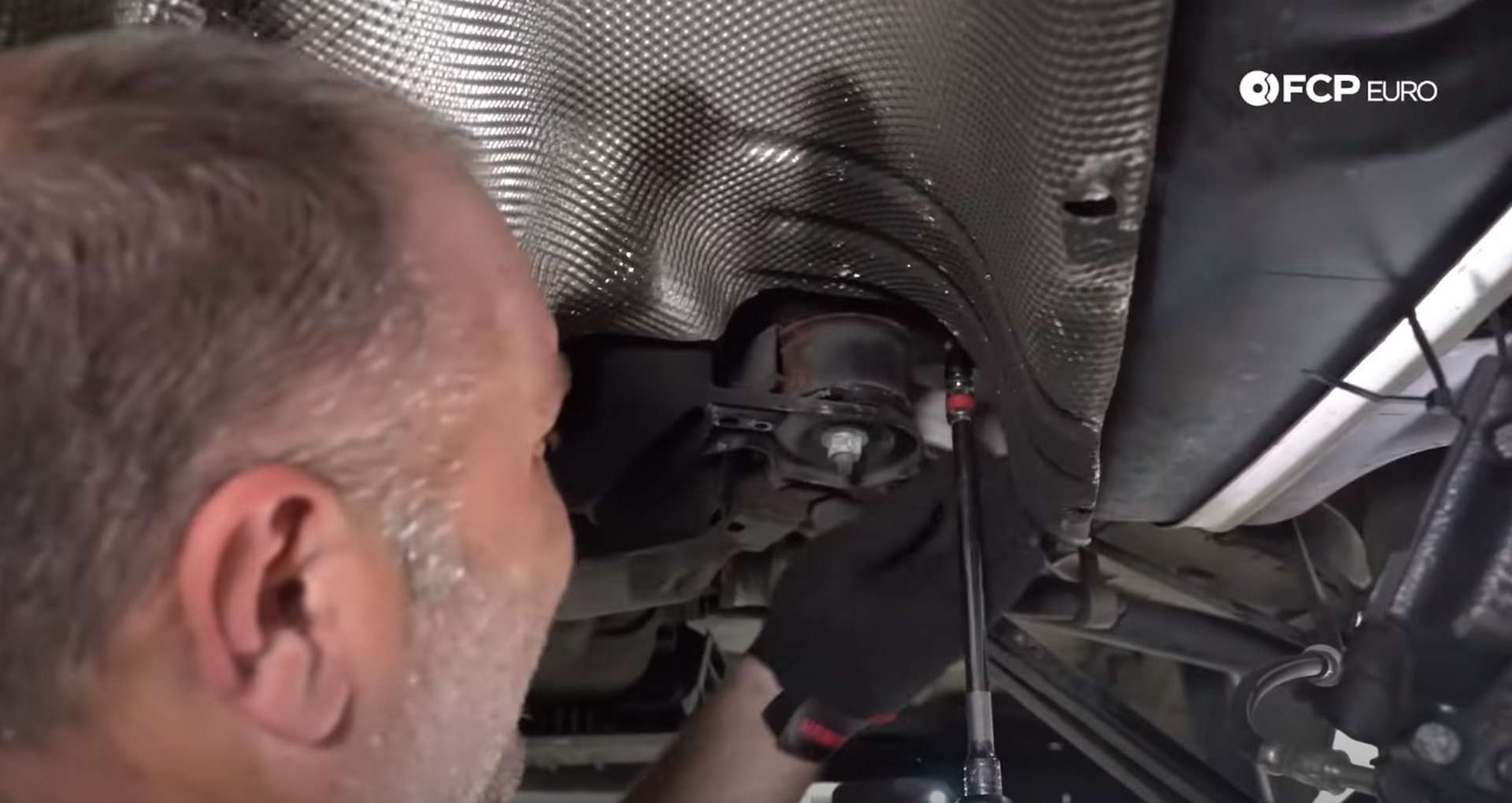 DIY E46 BMW M3 Rear Subframe Refresh Part 1 unbolting the exhaust heat shield