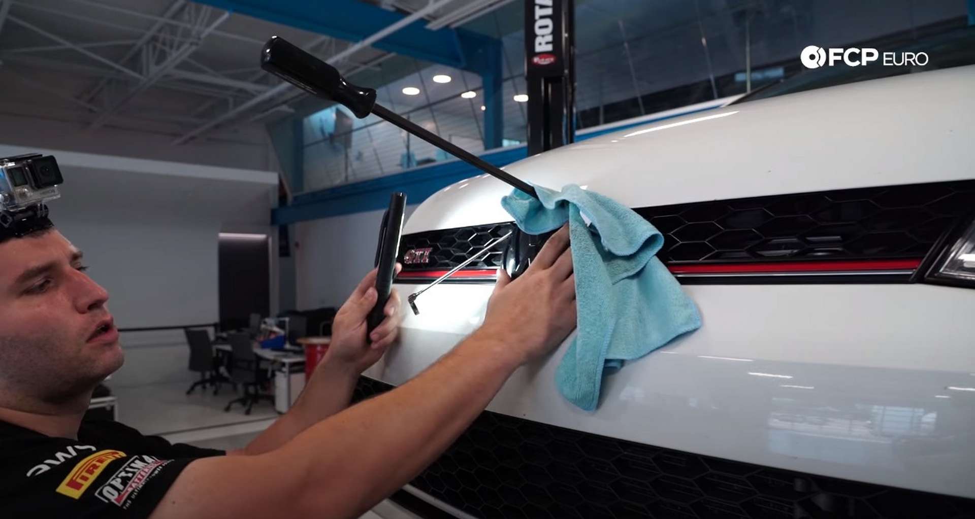 DIY VW GTI Hood Release prying the hood open