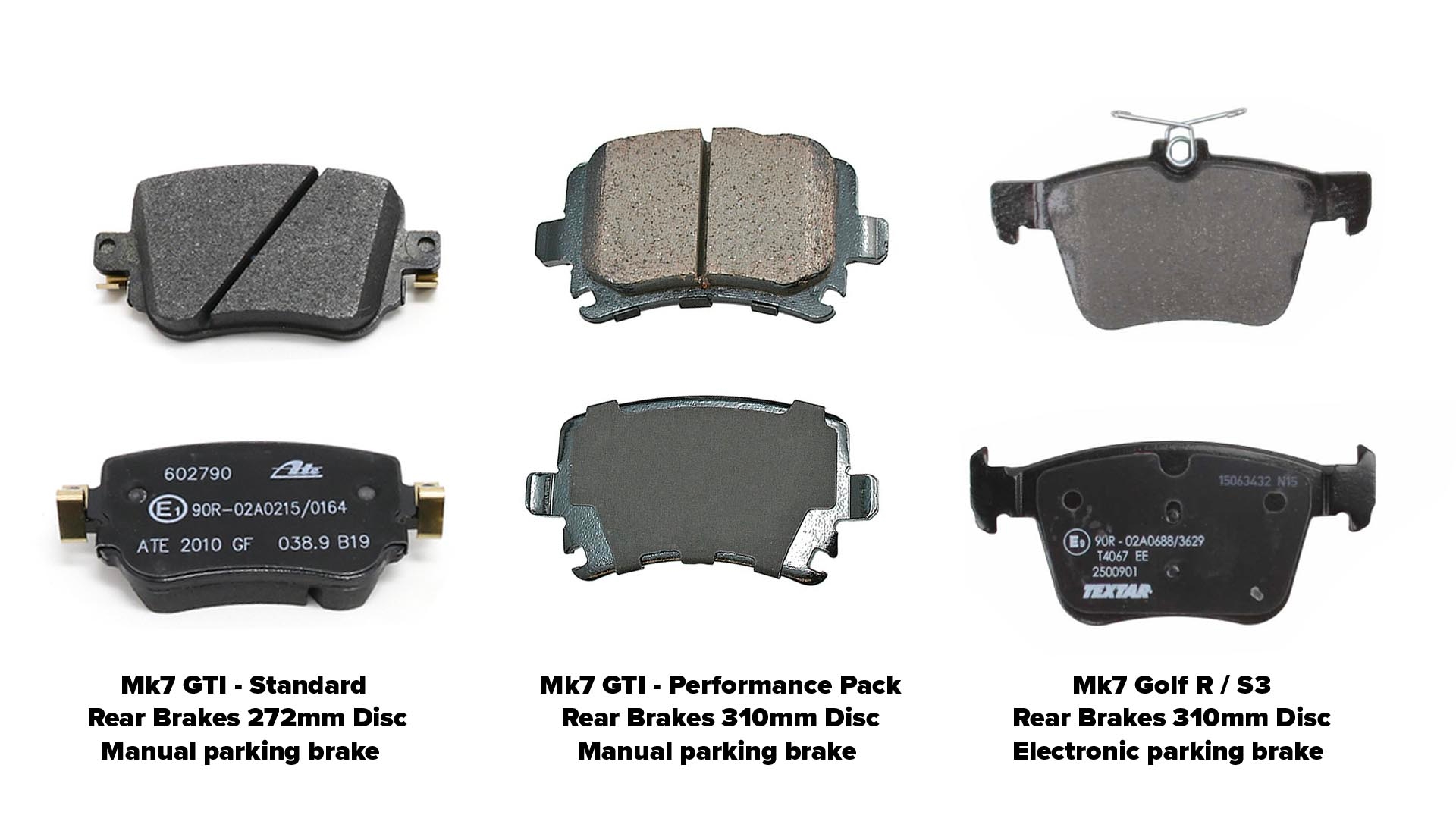 05_Mk7 GTI Golf R rear brake pad comparison