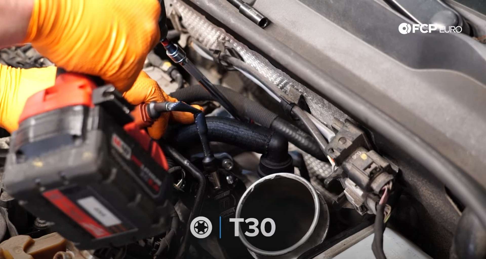 DIY MK7 VW GTI Turbocharger Upgrade removing the pipe’s mounting bolt