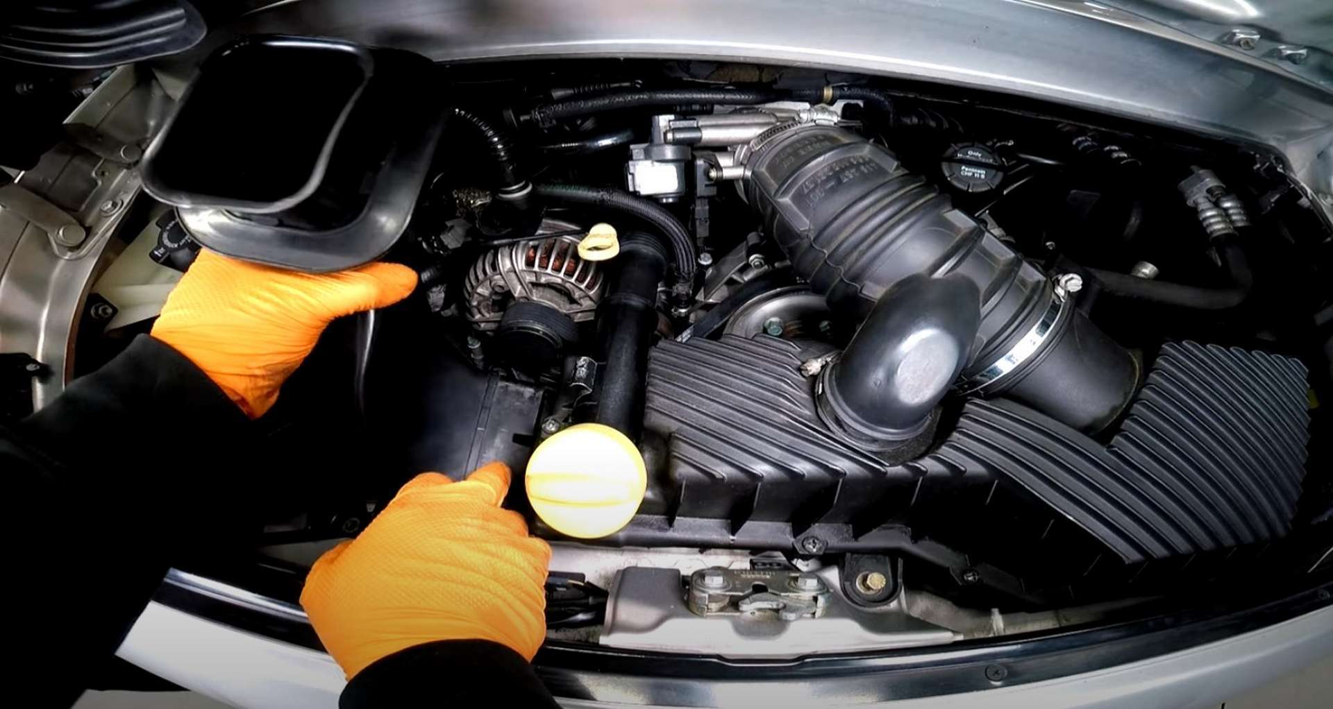 Porsche 996 Accessory Belt Drive System Replacement fitting the intake snorkel