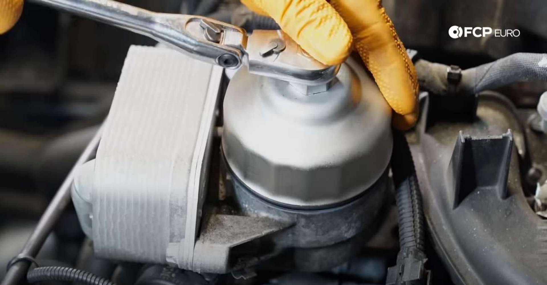 DIY BMW F30 Oil Filter Housing Gasket Replacement removing the oil filter