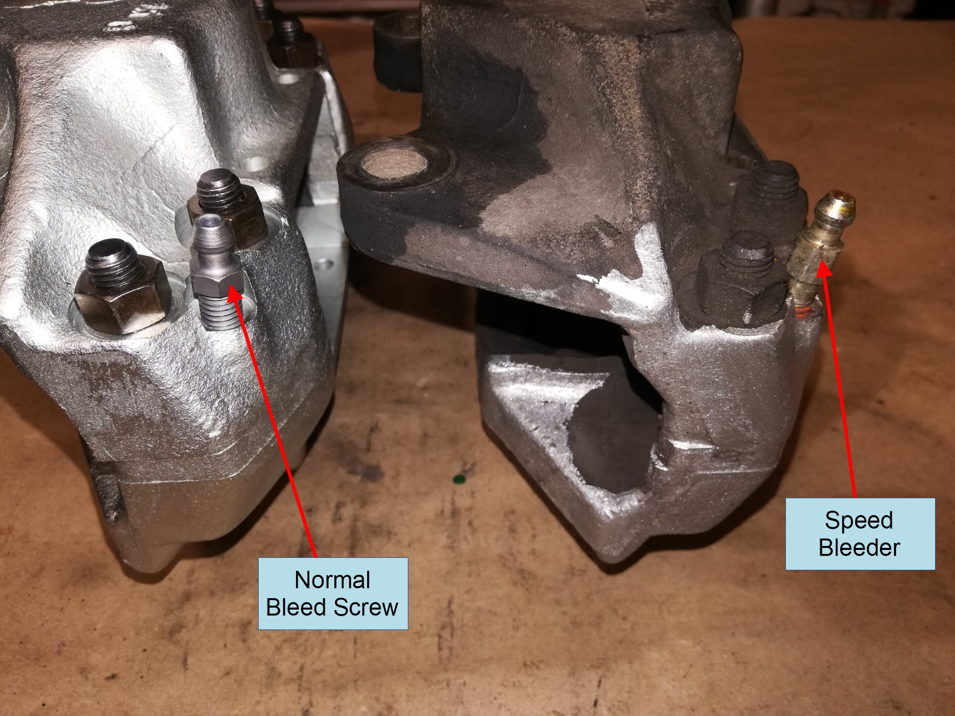 Air-cooled Porsche 911 front brake caliper bleed screw