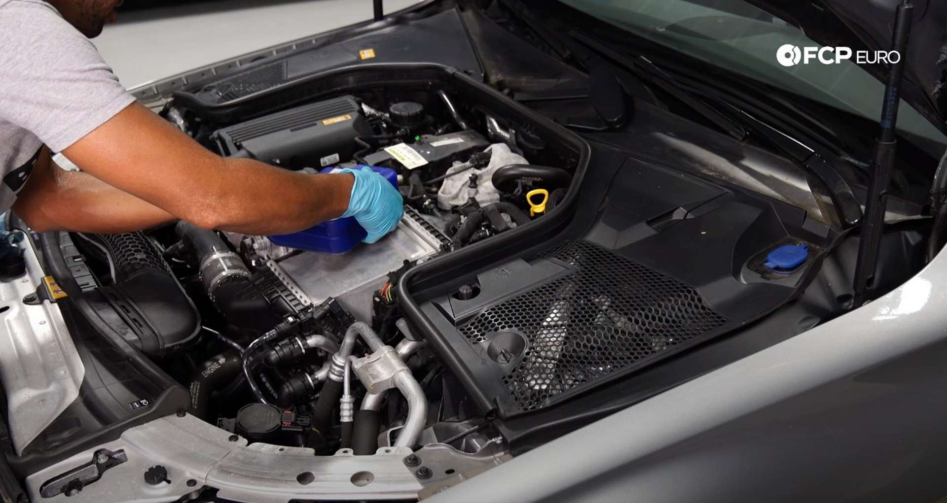 DIY Mercedes M274 Oil Change filling the engine with oil