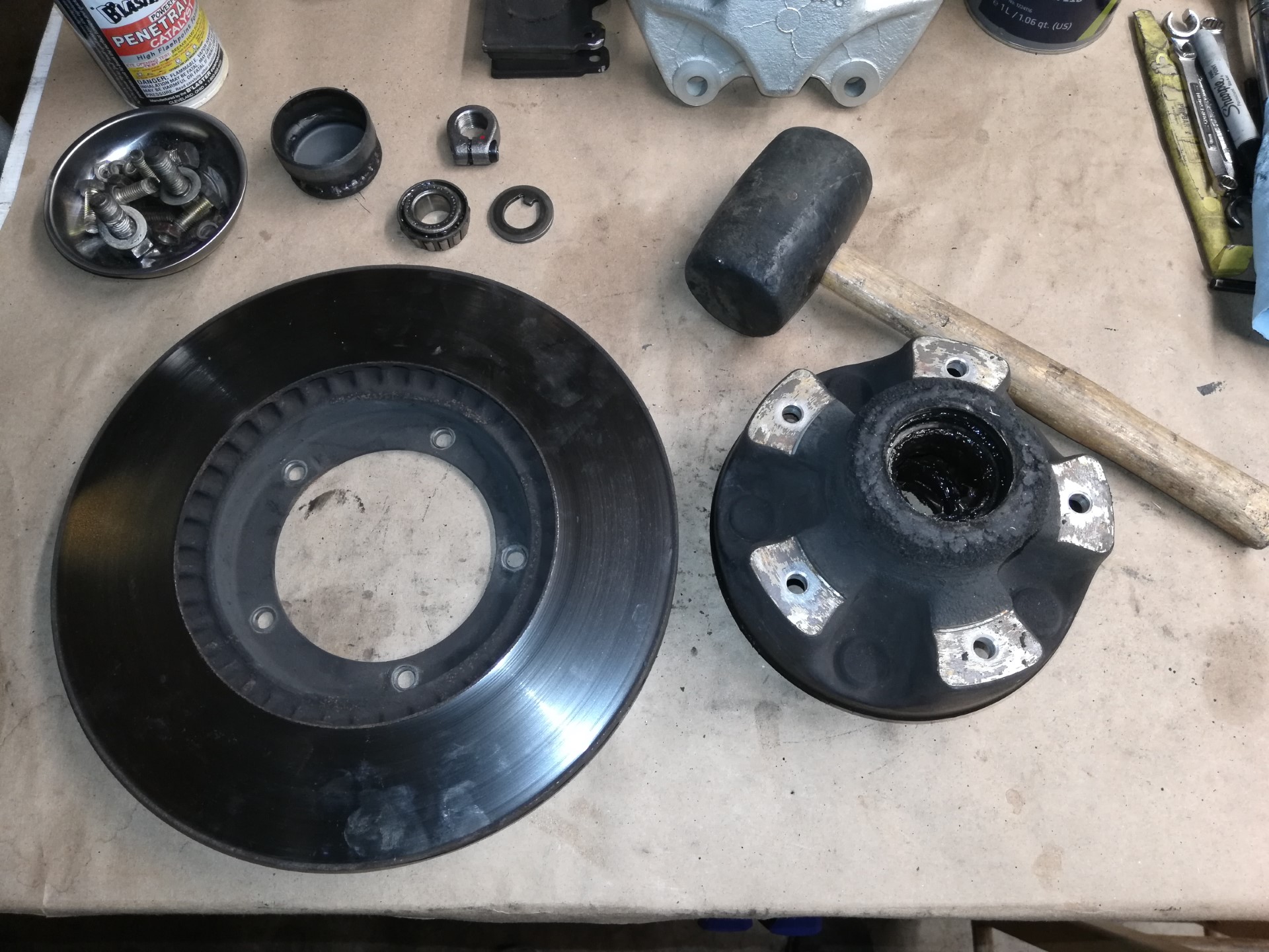 Air-cooled Porsche 911 front brake rotor removal