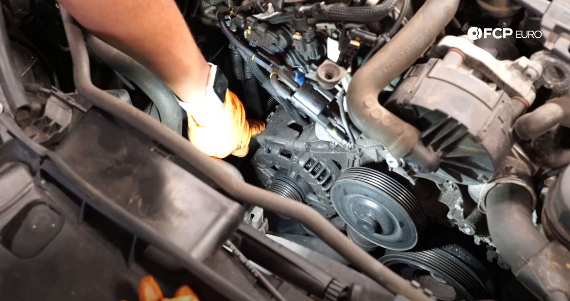 DIY Mercedes W212/204 Alternator and Drive Belt Replacement left side wiring harness on the alternator