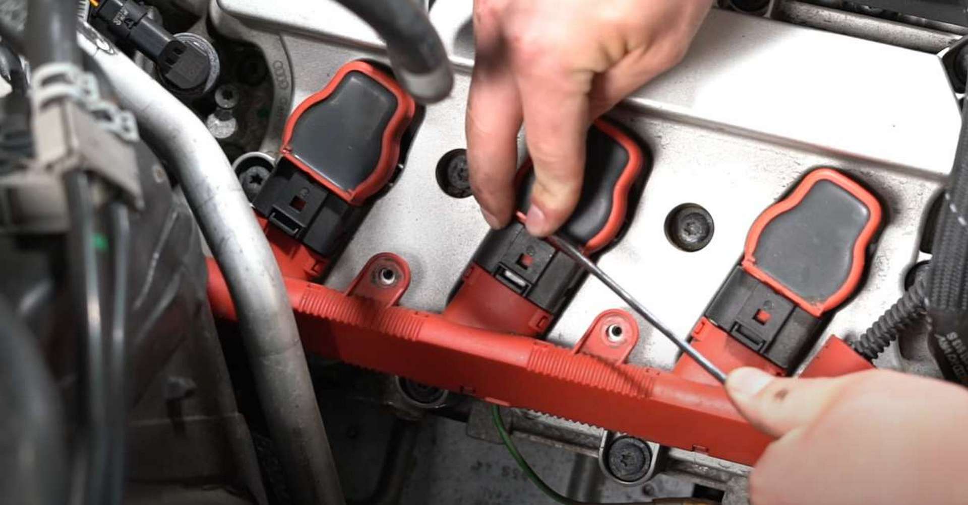 DIY Audi B8 Plugs and Coils unclipping the ignition harness