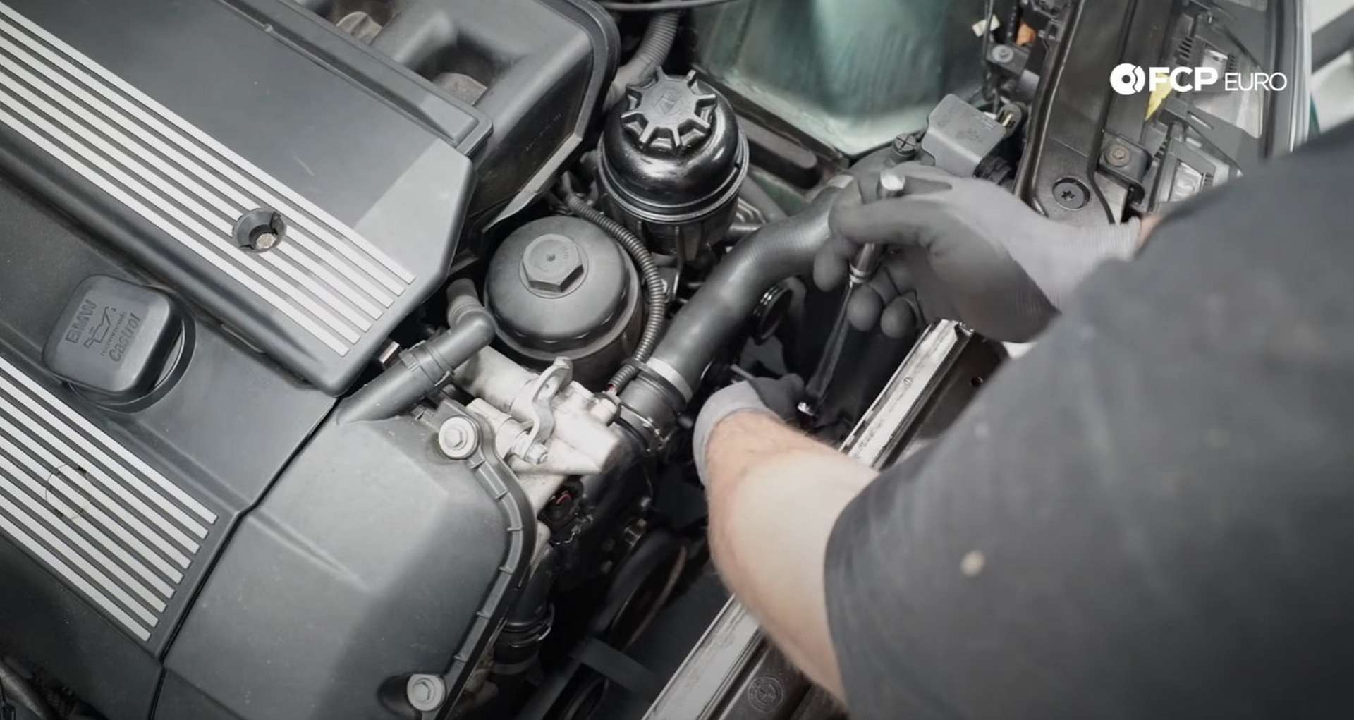 DIY BMW E46 Oil Filter Housing Gasket and VANOS Line Replacement removing the idler bolt