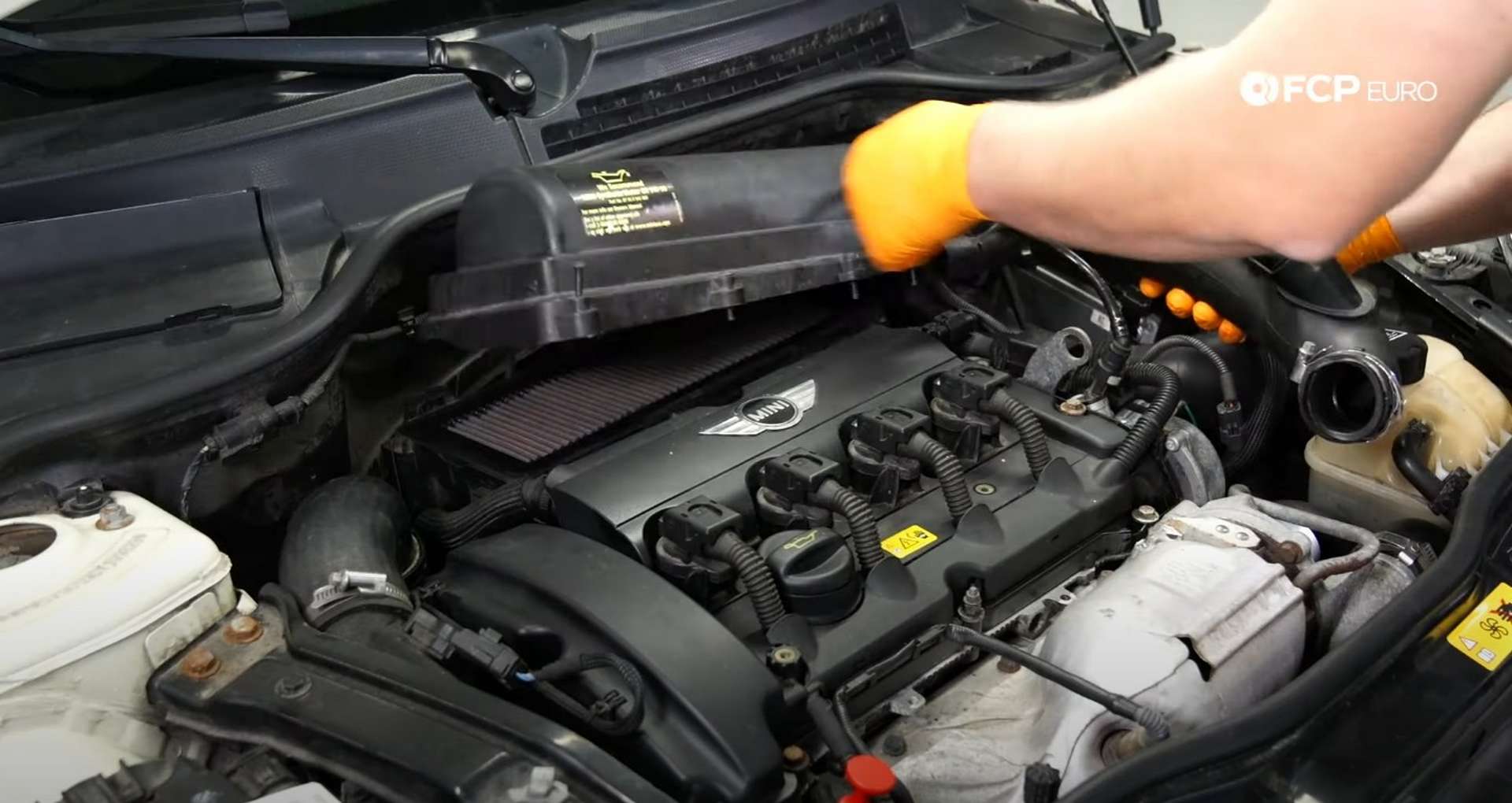 DIY MINI R56 Timing Chain Replacement removing the airbox cover and intake tube