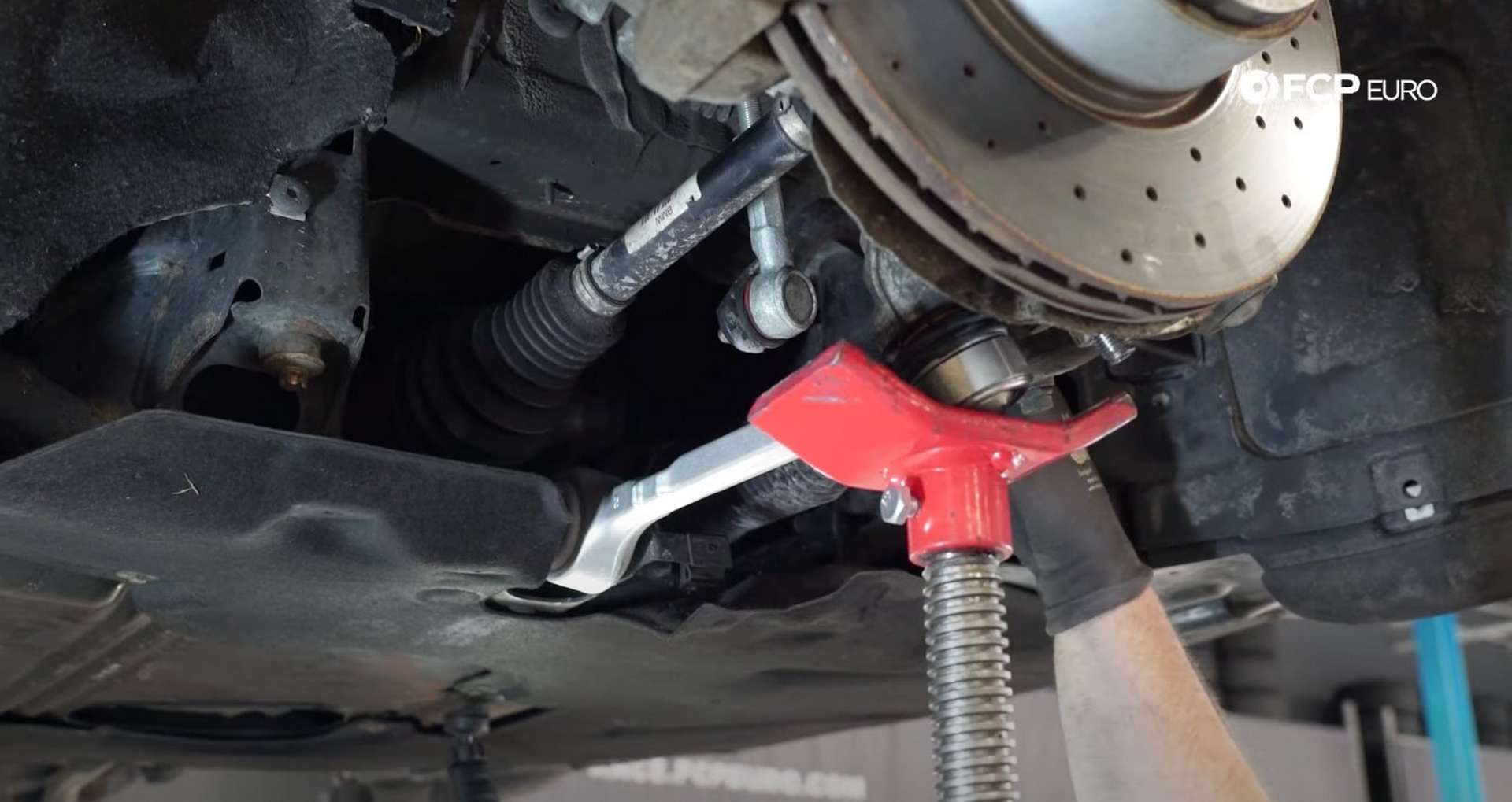 DIY BMW F30 Front Control Arm Replacement jack placement
