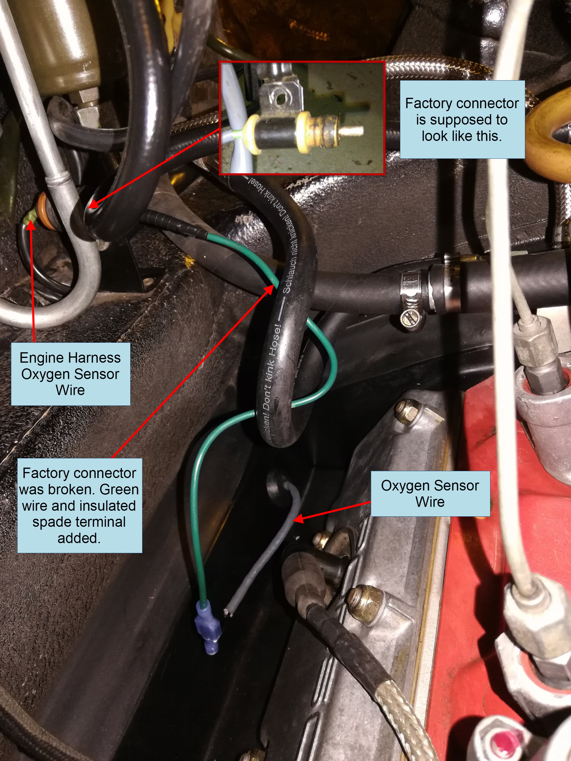 Air-cooled Porsche 911 oxygen sensor connections
