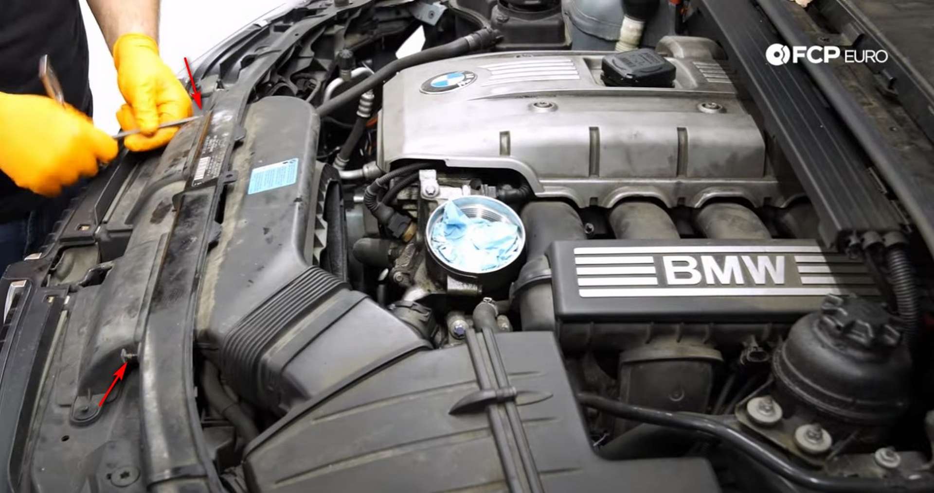 DIY BMW N52 Drive Belt Replacement removing the intake snorkel
