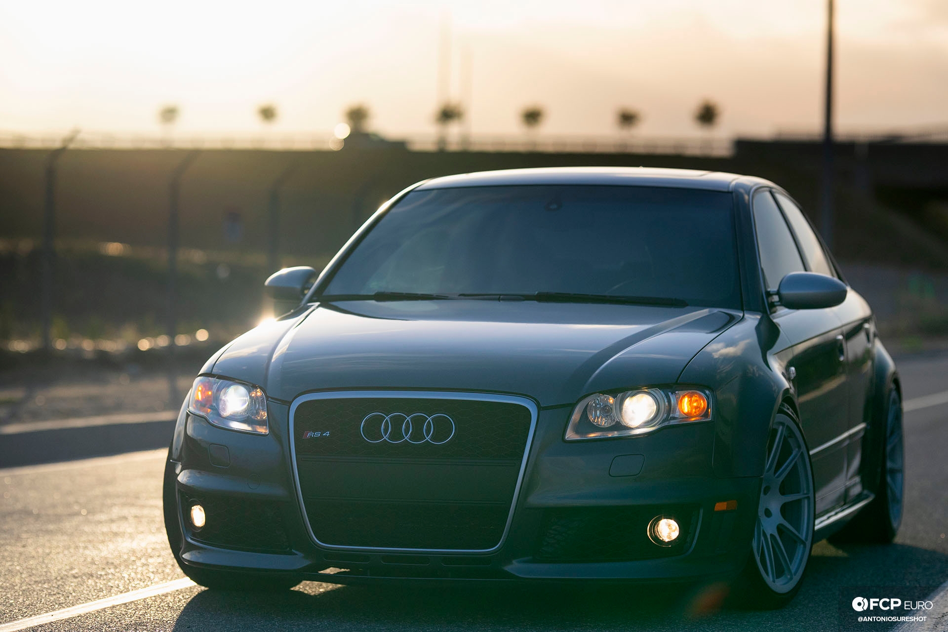 B7 Audi RS4 front shot with lights on