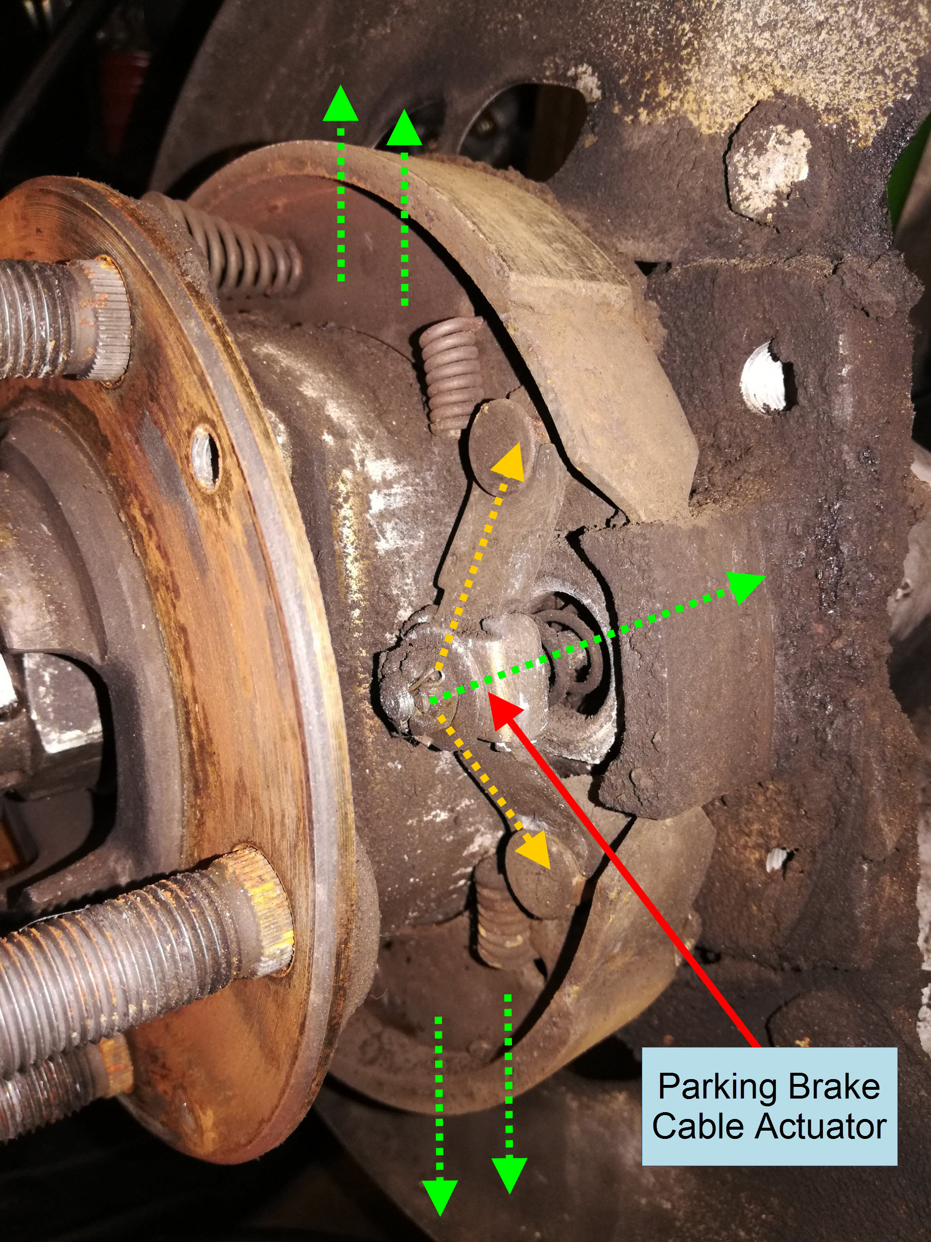 Air-cooled Porsche 911 rear parking brake cable actuator.