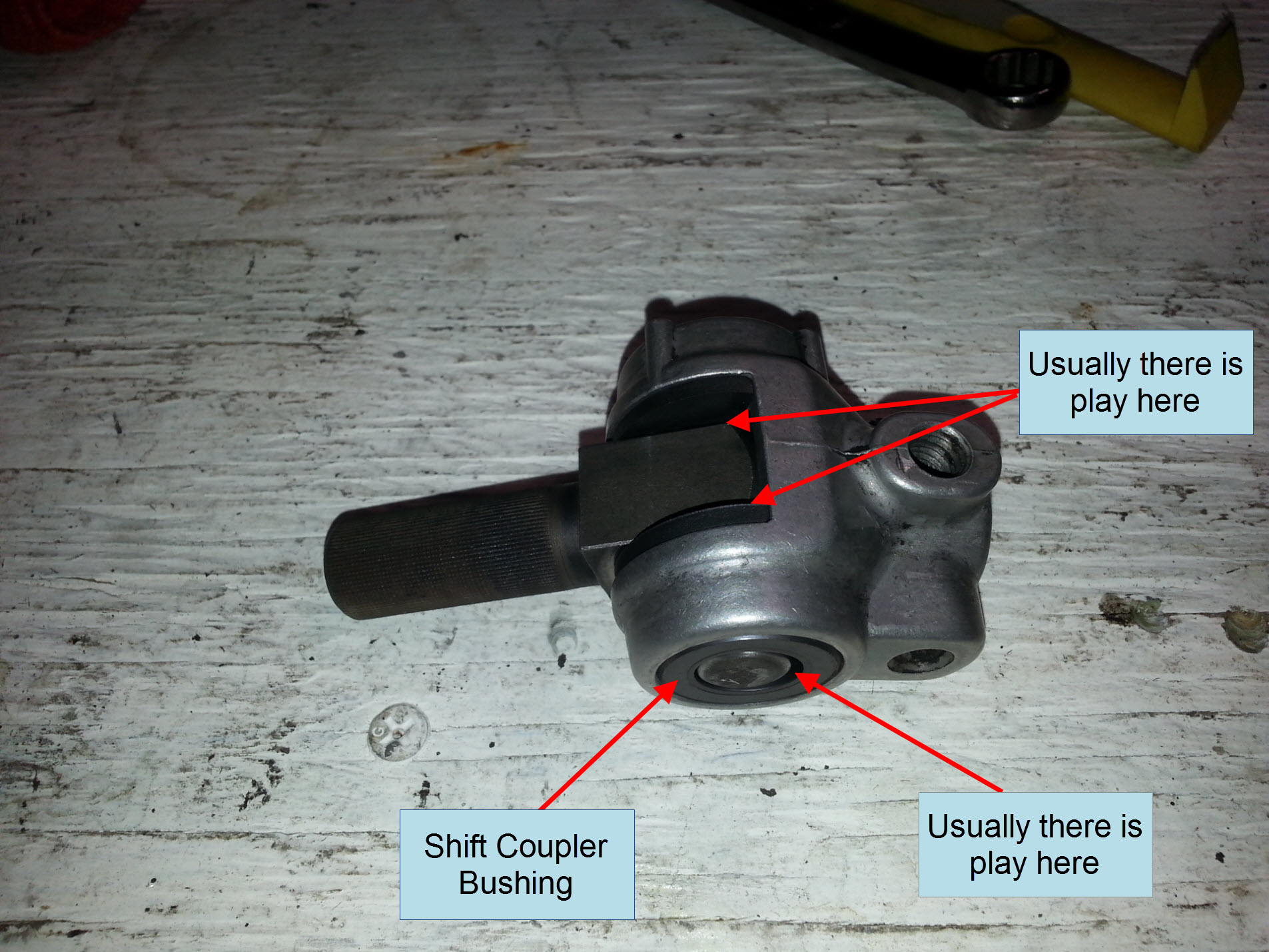 Air-cooled Porsche 911 shift coupler bushing failure modes.
