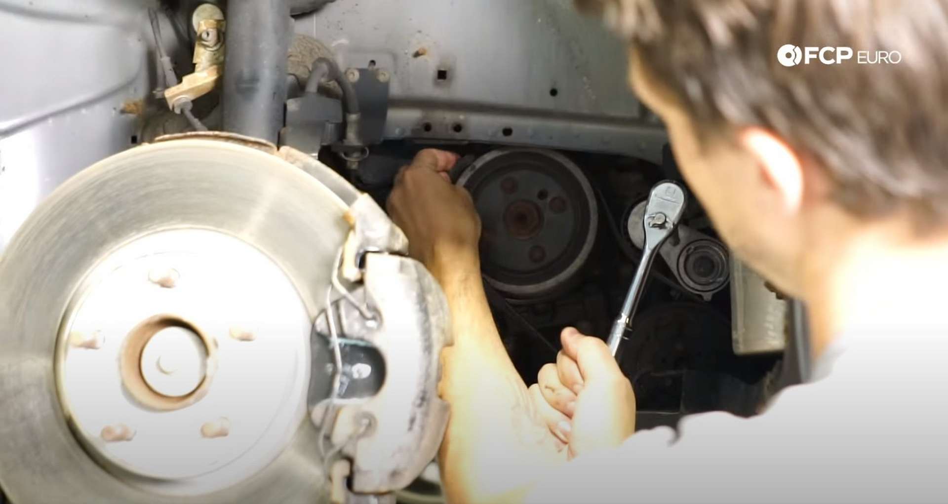 DIY Volvo P1 Timing Belt Replacement removing the a/c belt