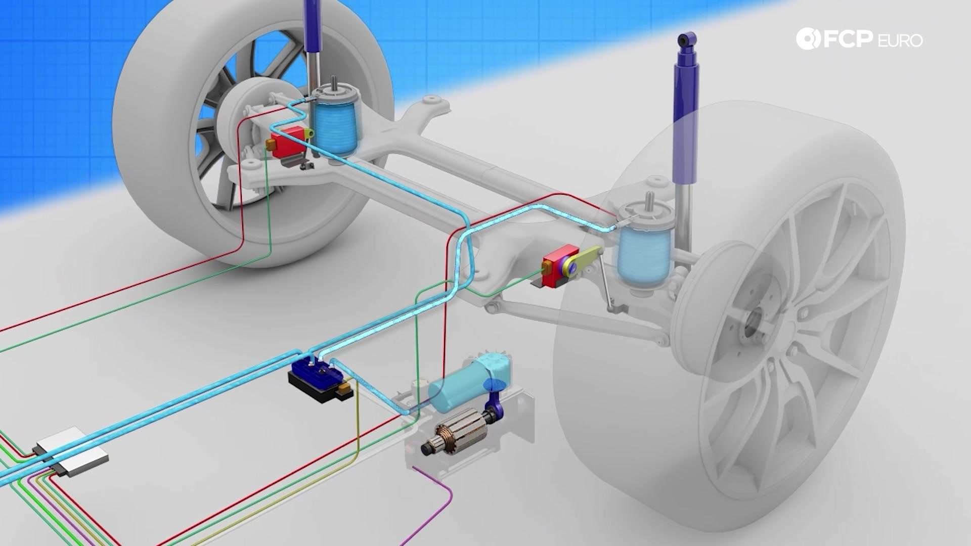 Air Struts Explained 3D graphic rear air suspension