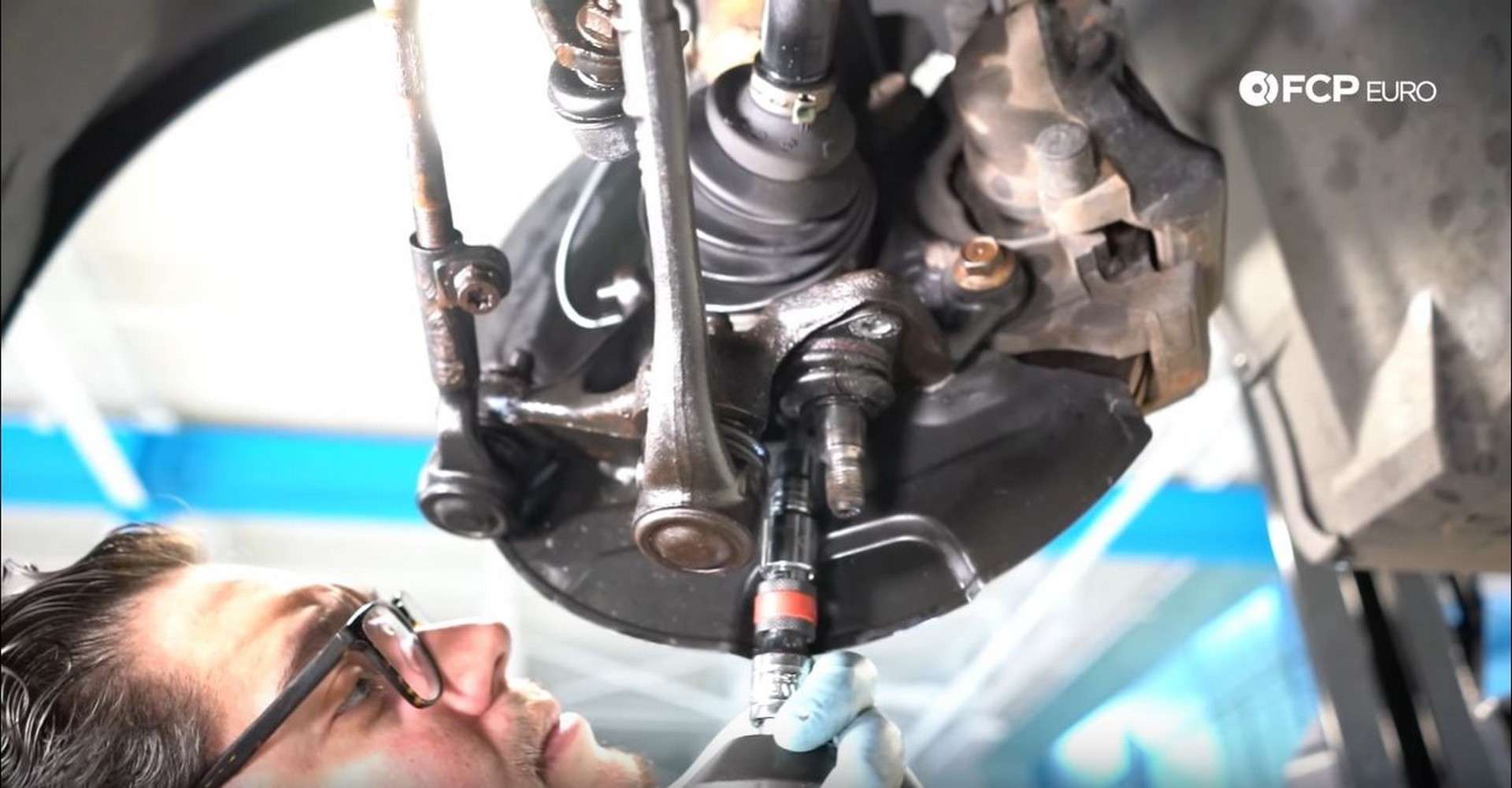 BMW Front Suspension Refresh removing ball joint bolt