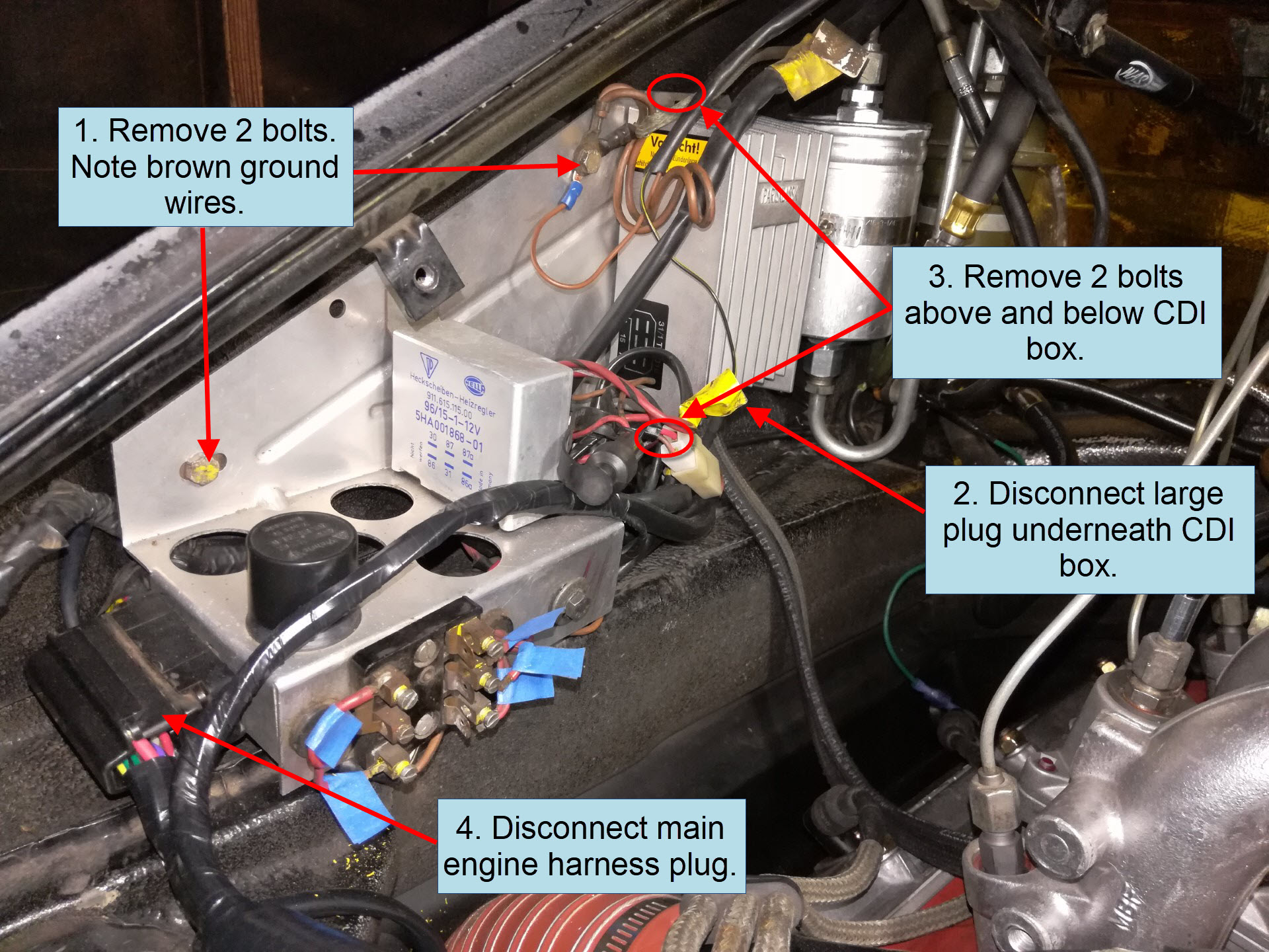 Air-cooled Porsche 911 Engine Bay Electrical Panel