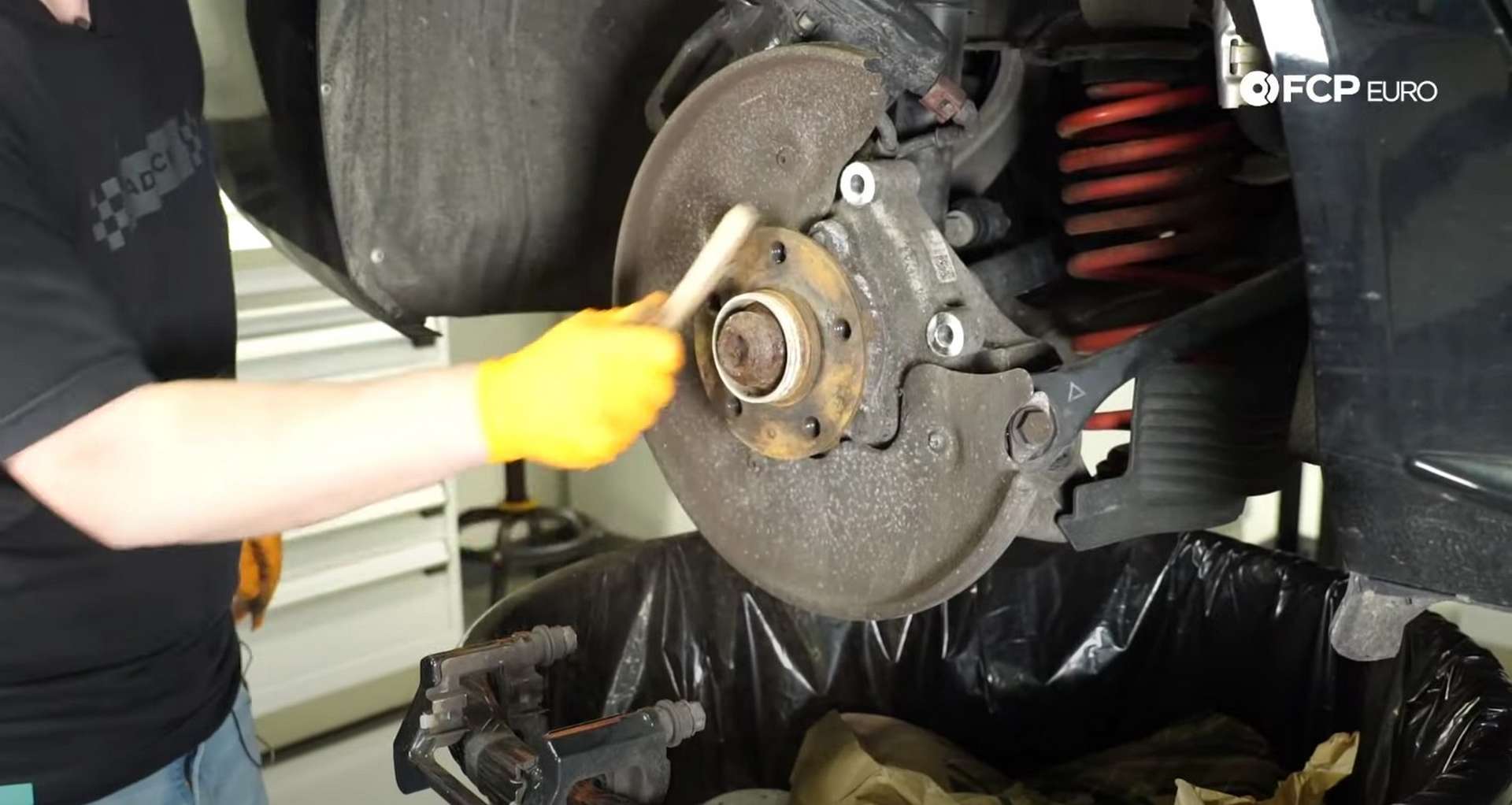 DIY Audi B8 S4 Rear Brake Service cleaning the hub face