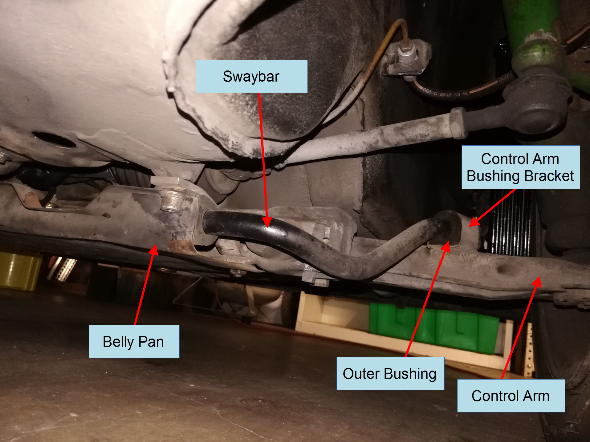 Air-cooled Porsche 911 front swaybar mounting hardware.