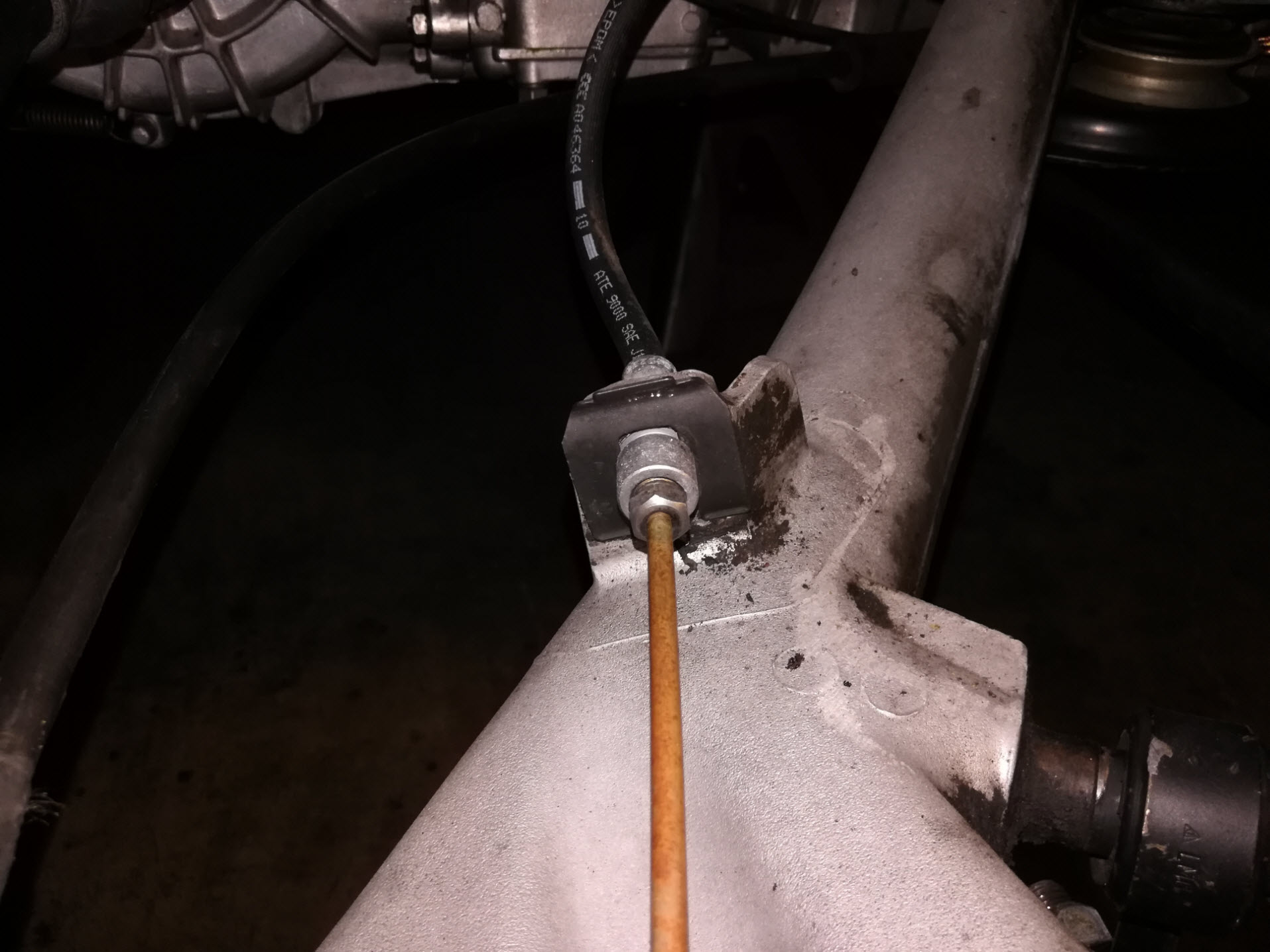 Air-cooled Porsche 911 rear brake line.