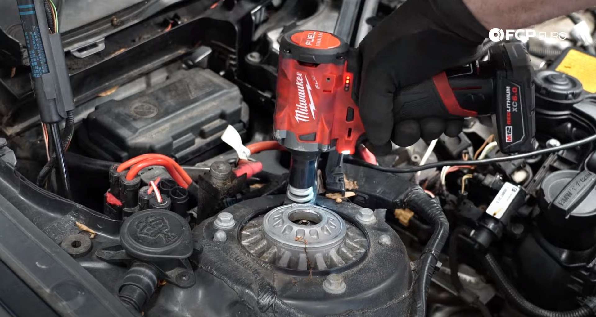 DIY BMW F30 Ignition Service removing the strut brace